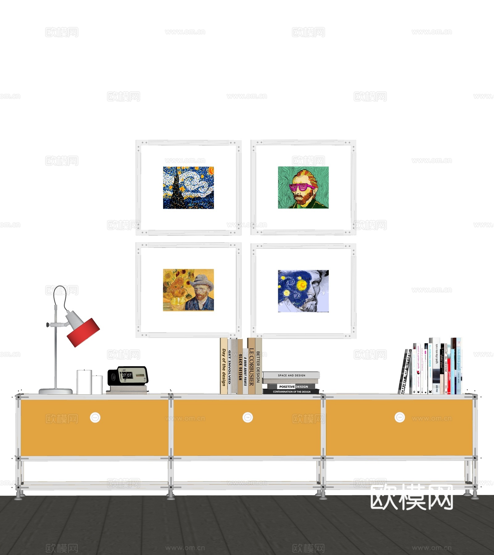 现代铝型材电视柜 包豪斯电视柜 金属电视柜su模型下载（渲染图3）