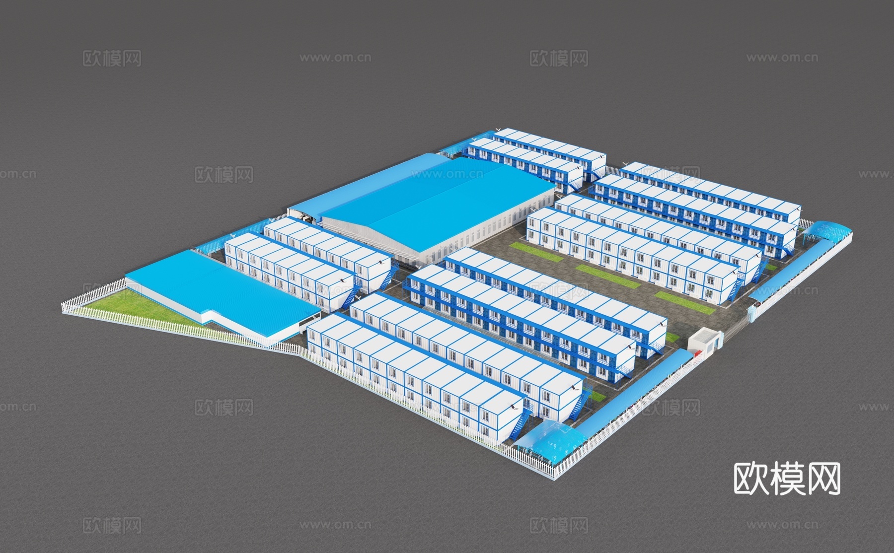 现代 厂房 厂区  职工宿舍3d模型