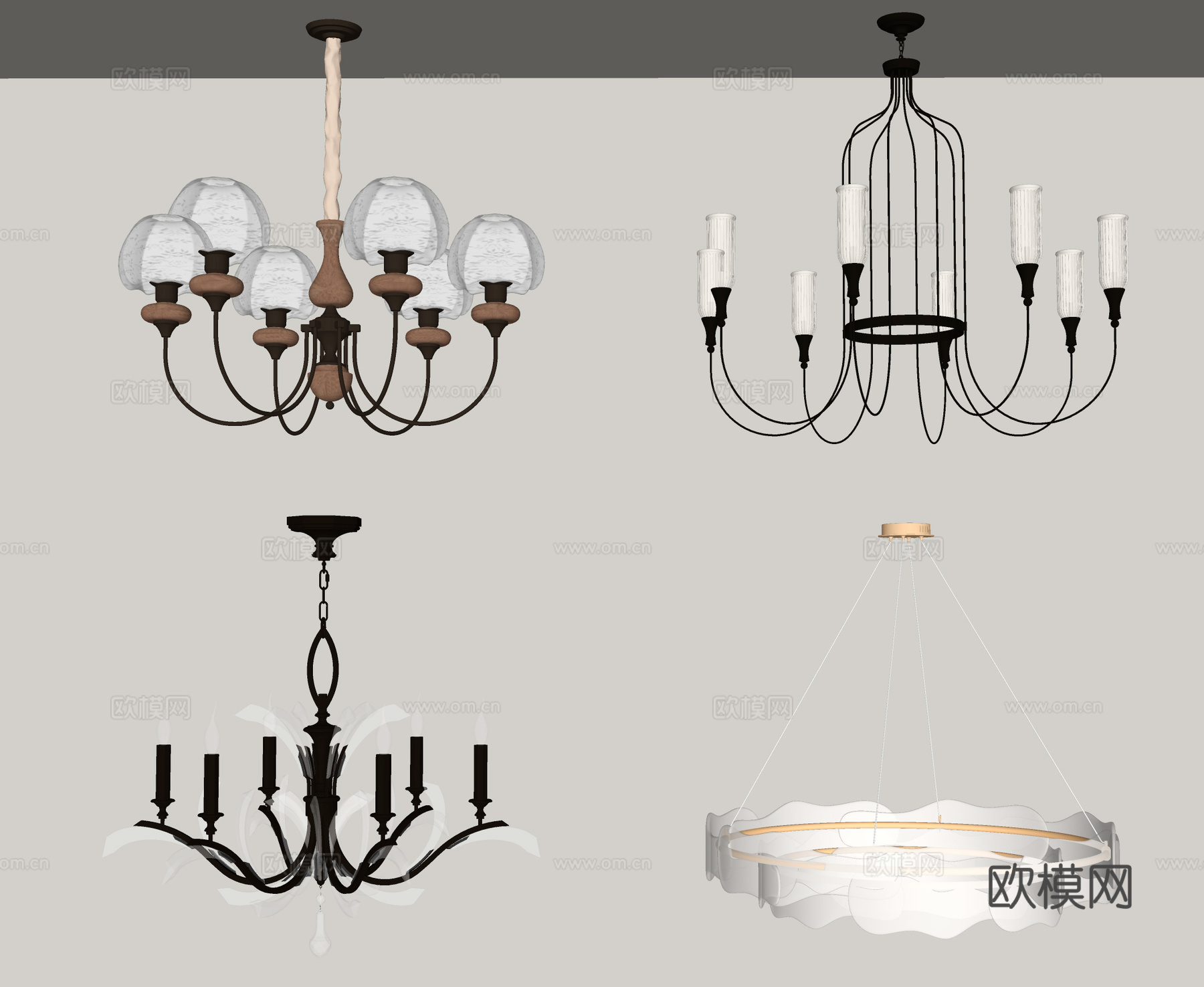 简欧吊灯su模型下载（渲染图2）