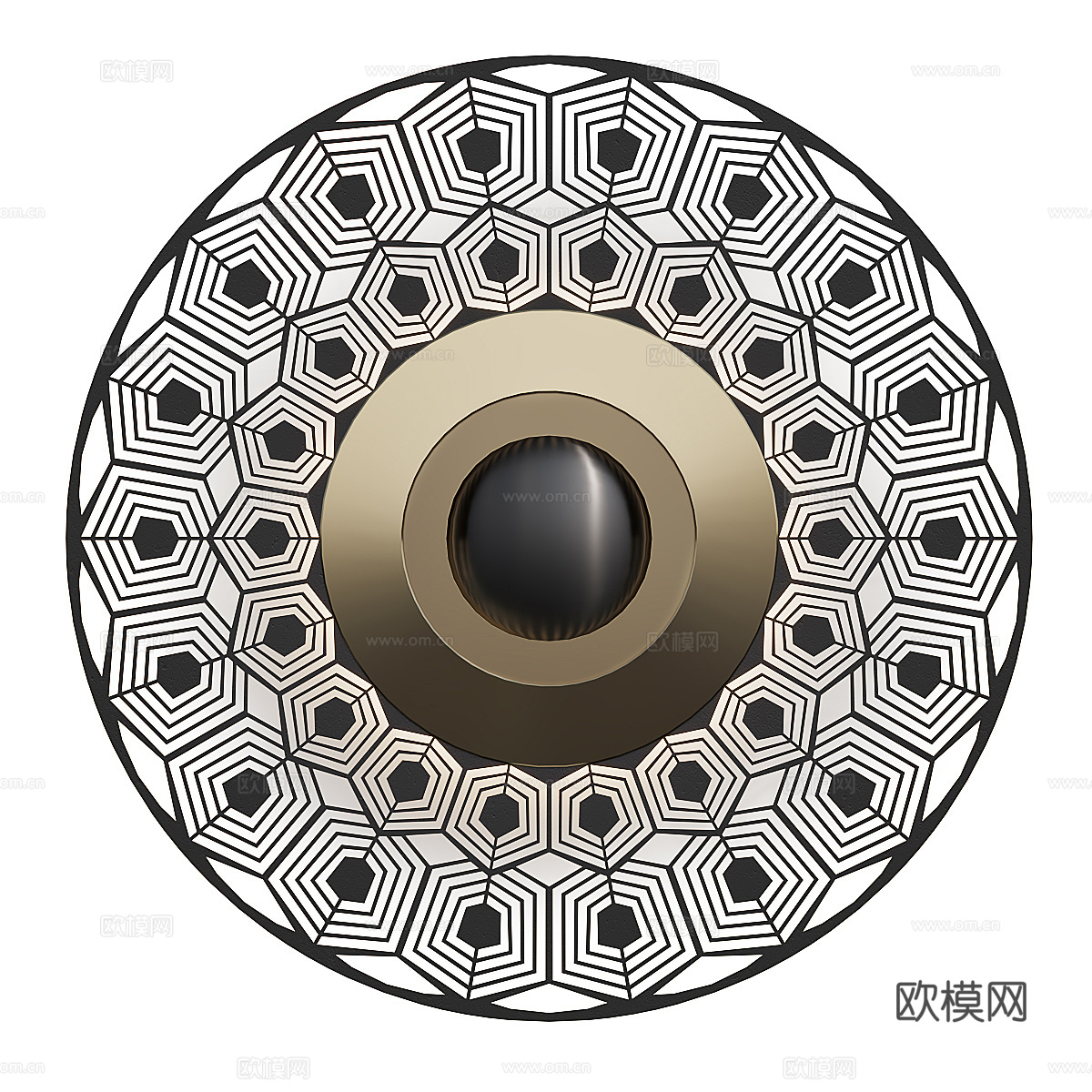 新中式墙饰圆盘金属壁灯3d模型