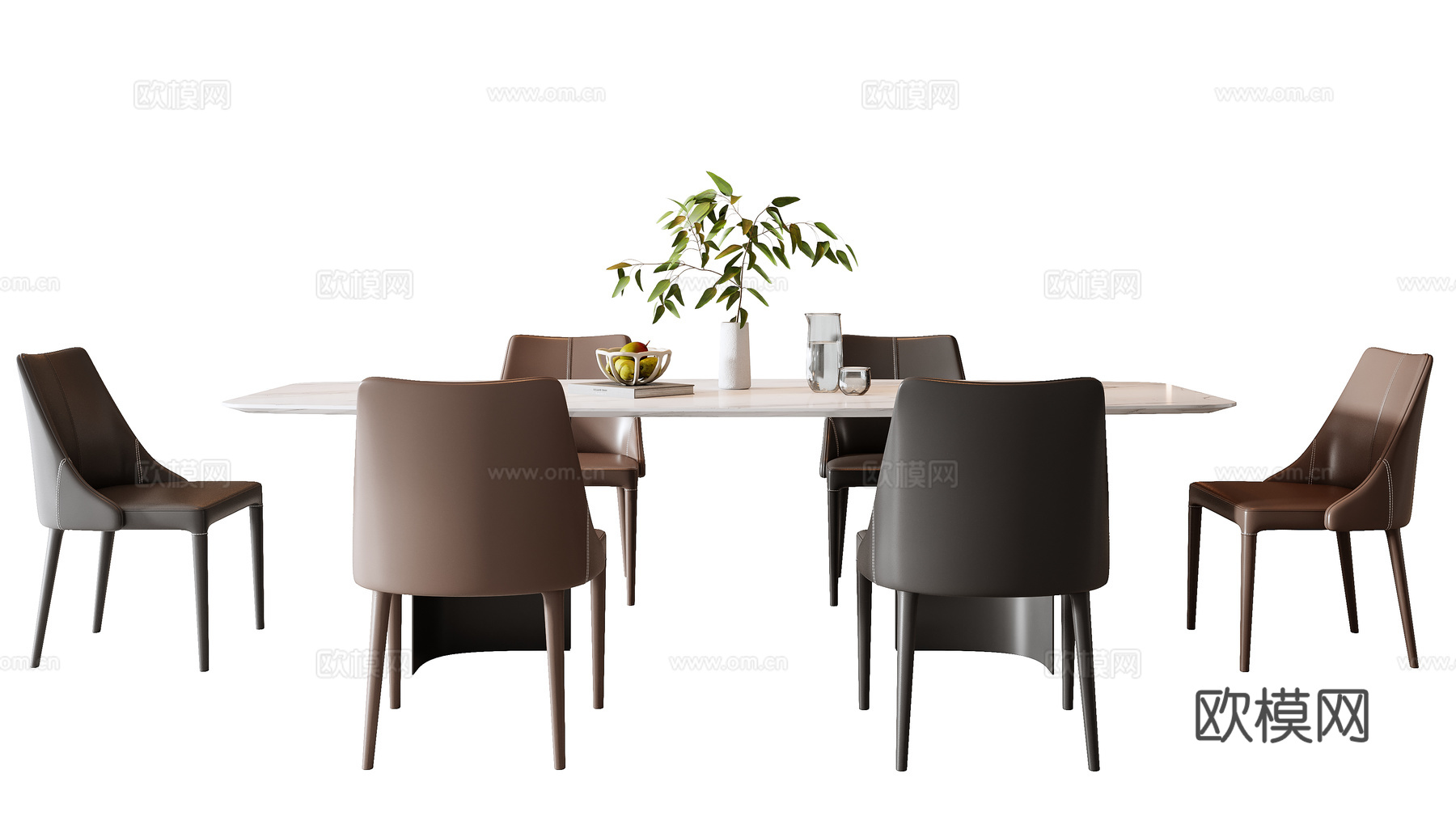 意式餐桌椅组合3d模型下载