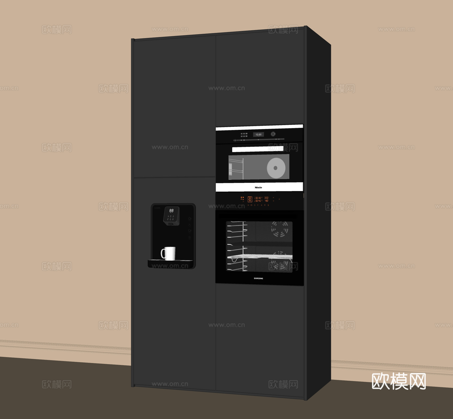 现代烤箱柜 餐边柜 嵌入式烤箱su模型