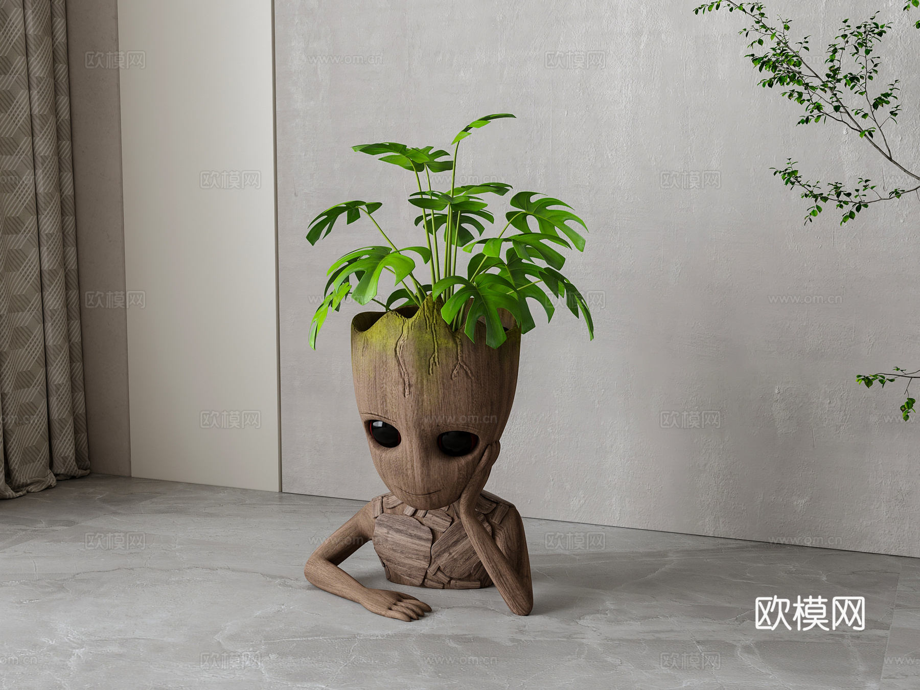 北欧绿植盆栽3d模型下载