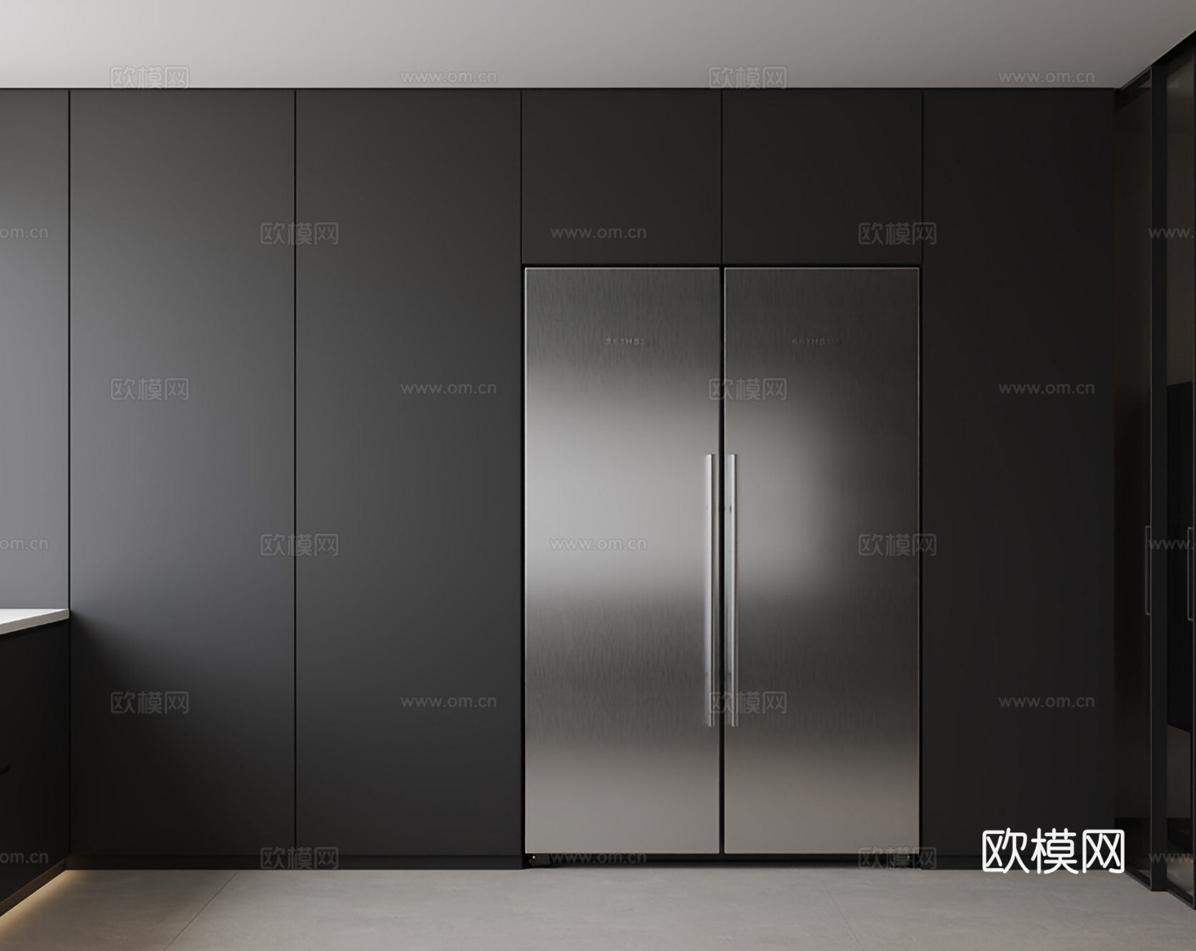 冰箱 利勃海尔 双开门 拉丝不锈钢3d模型