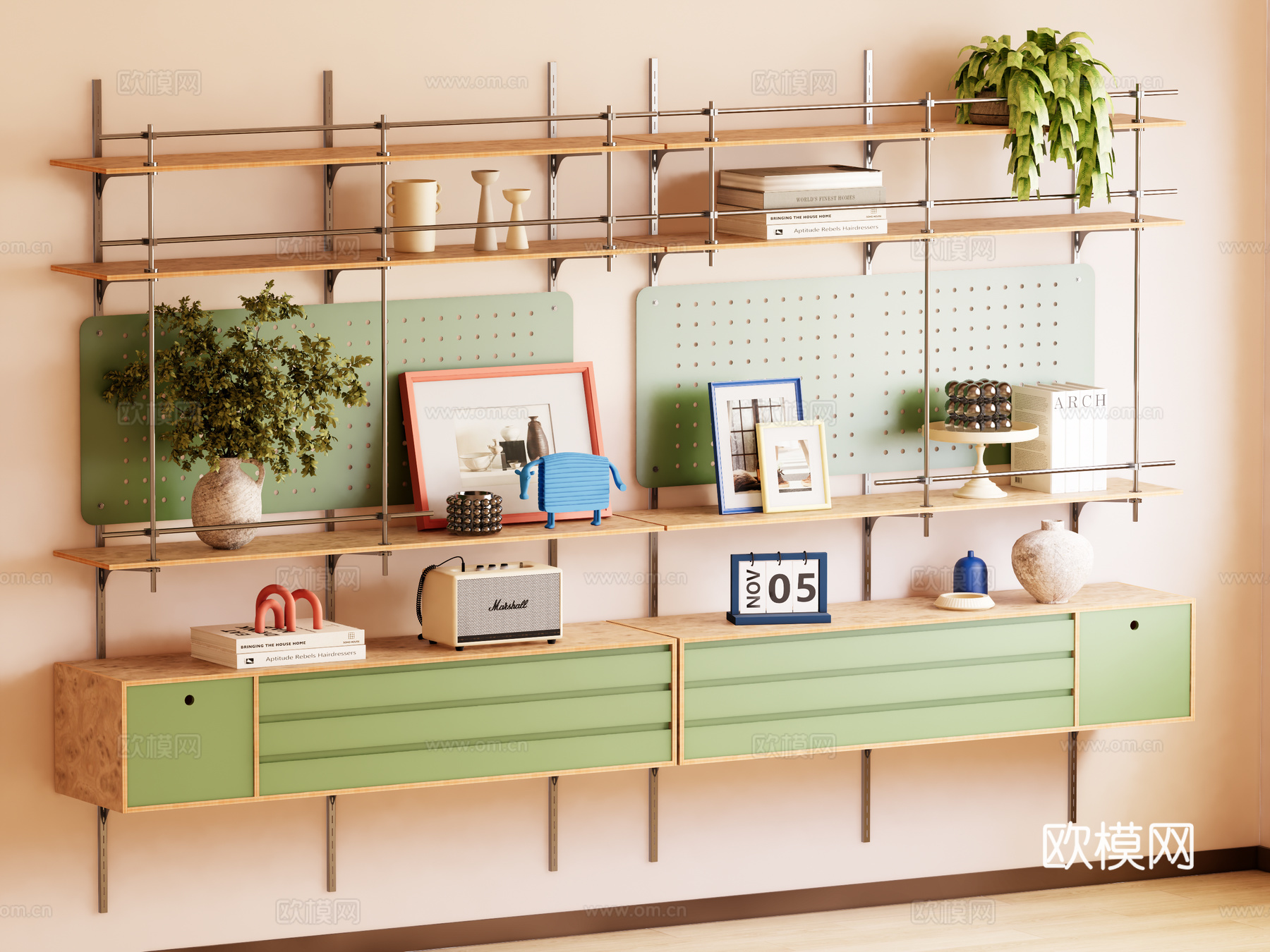 现代包豪斯置物架su模型下载（渲染图1）