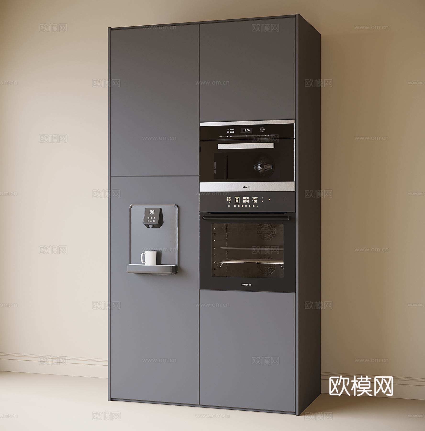 现代烤箱柜 餐边柜 嵌入式烤箱su模型