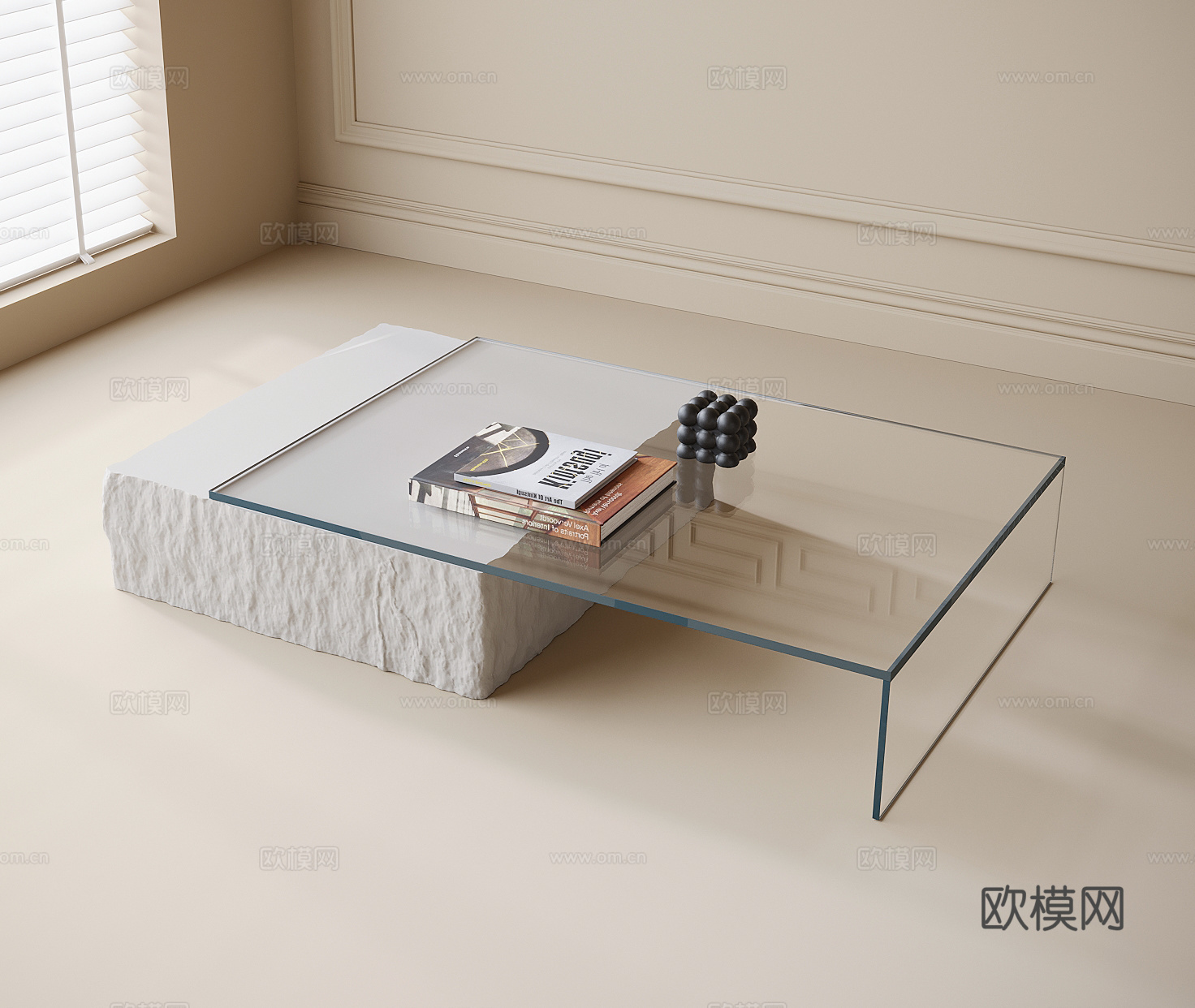 现代玻璃茶几su模型