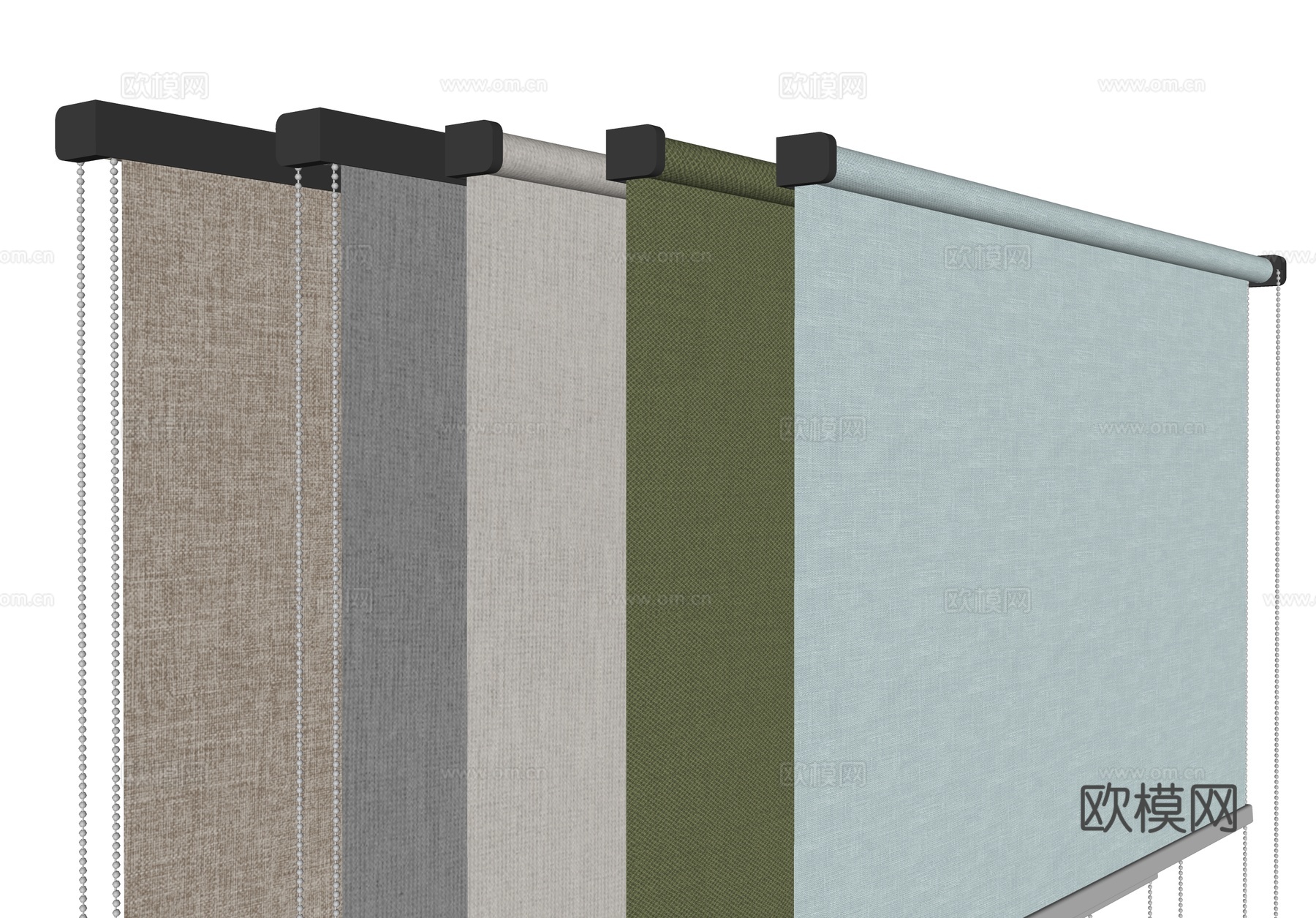 现代办公室卷帘 落地窗卷帘 卷帘 窗帘 布帘su模型