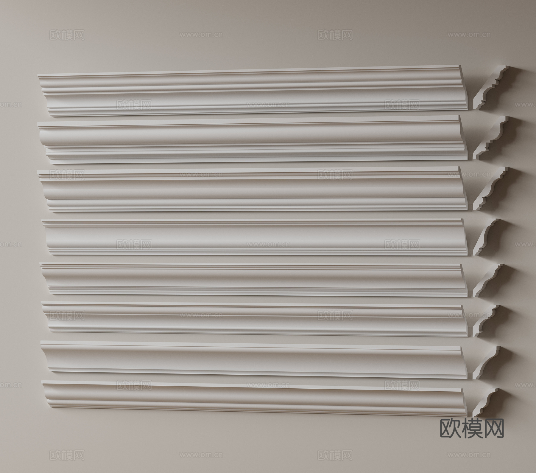 现代石膏线 简欧石膏线条 阴角线 阳角线 天花角线su模型