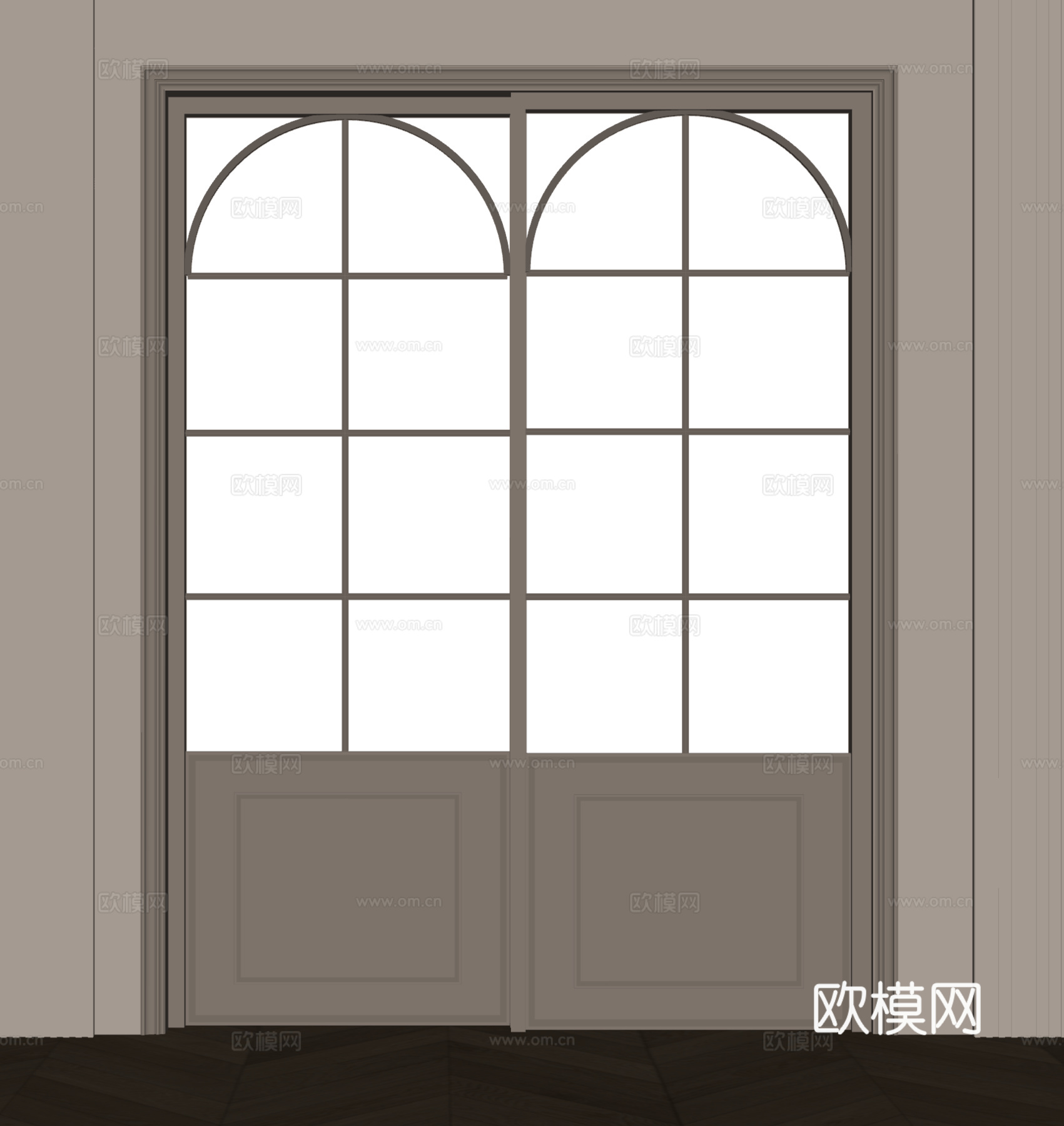 法式玻璃推拉门su模型