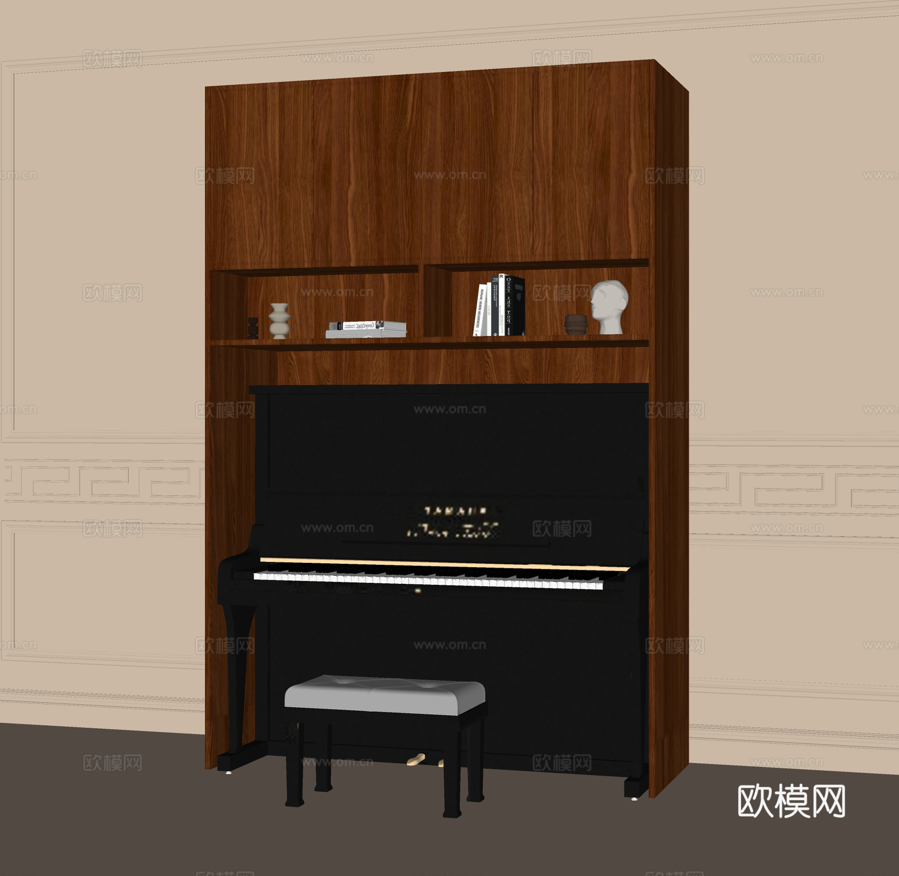 现代钢琴 钢琴柜su模型