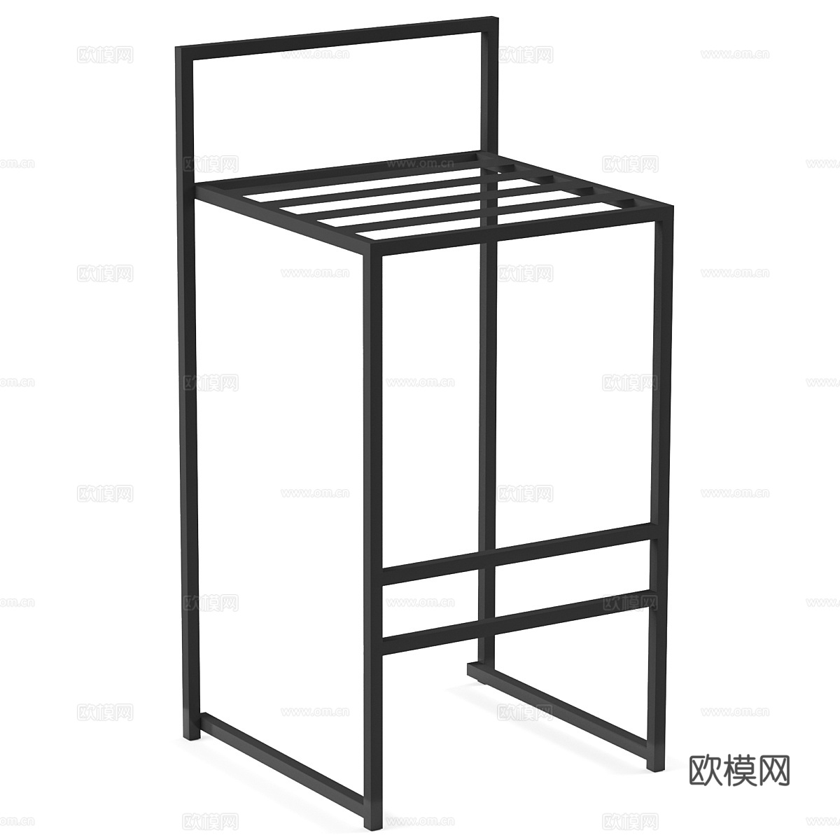 新中式金属吧台椅3d模型下载（渲染图3）