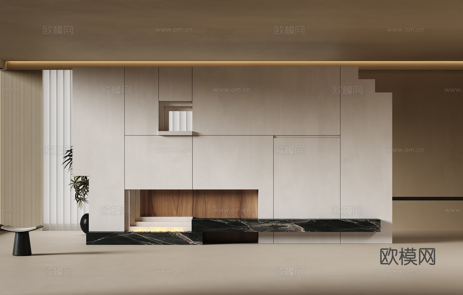 现代石材背景墙 微水泥造型墙3d模型