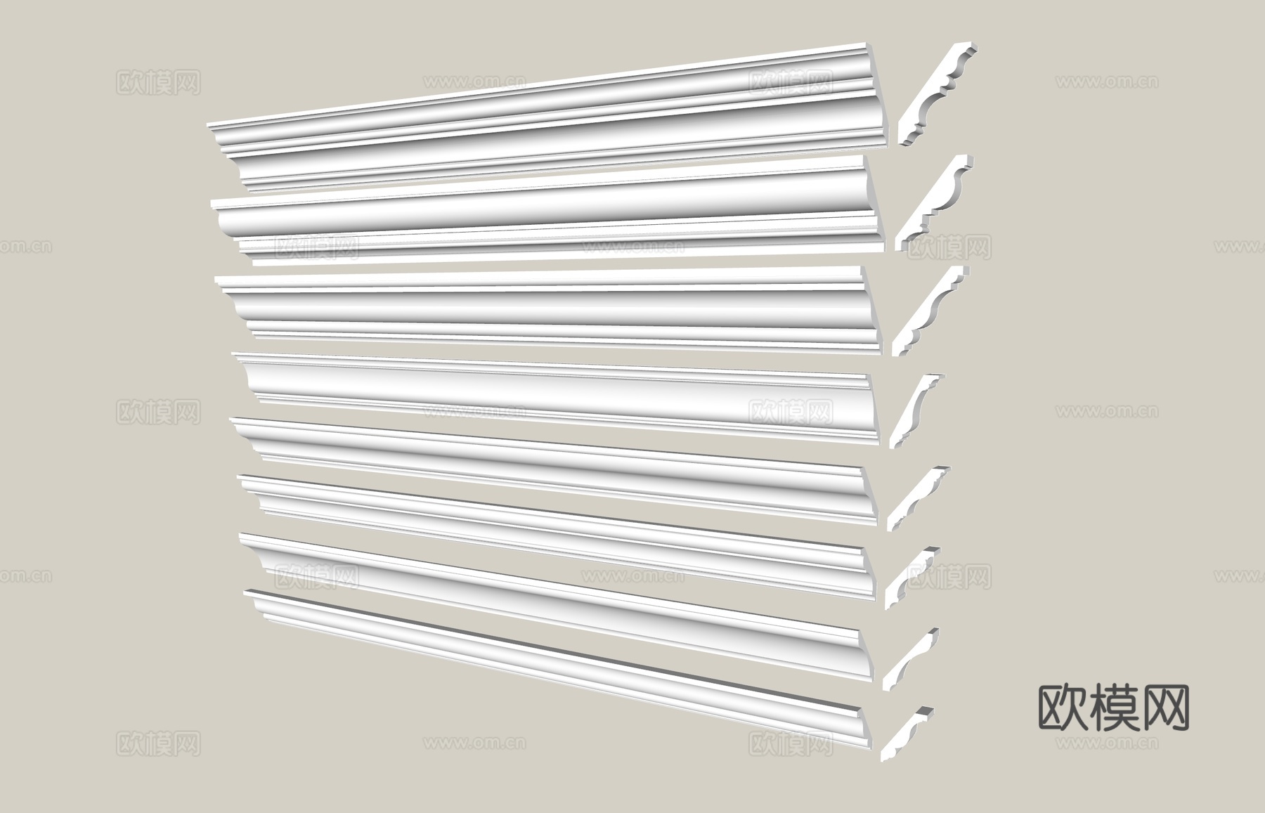 现代石膏线 简欧石膏线条 阴角线 阳角线 天花角线su模型