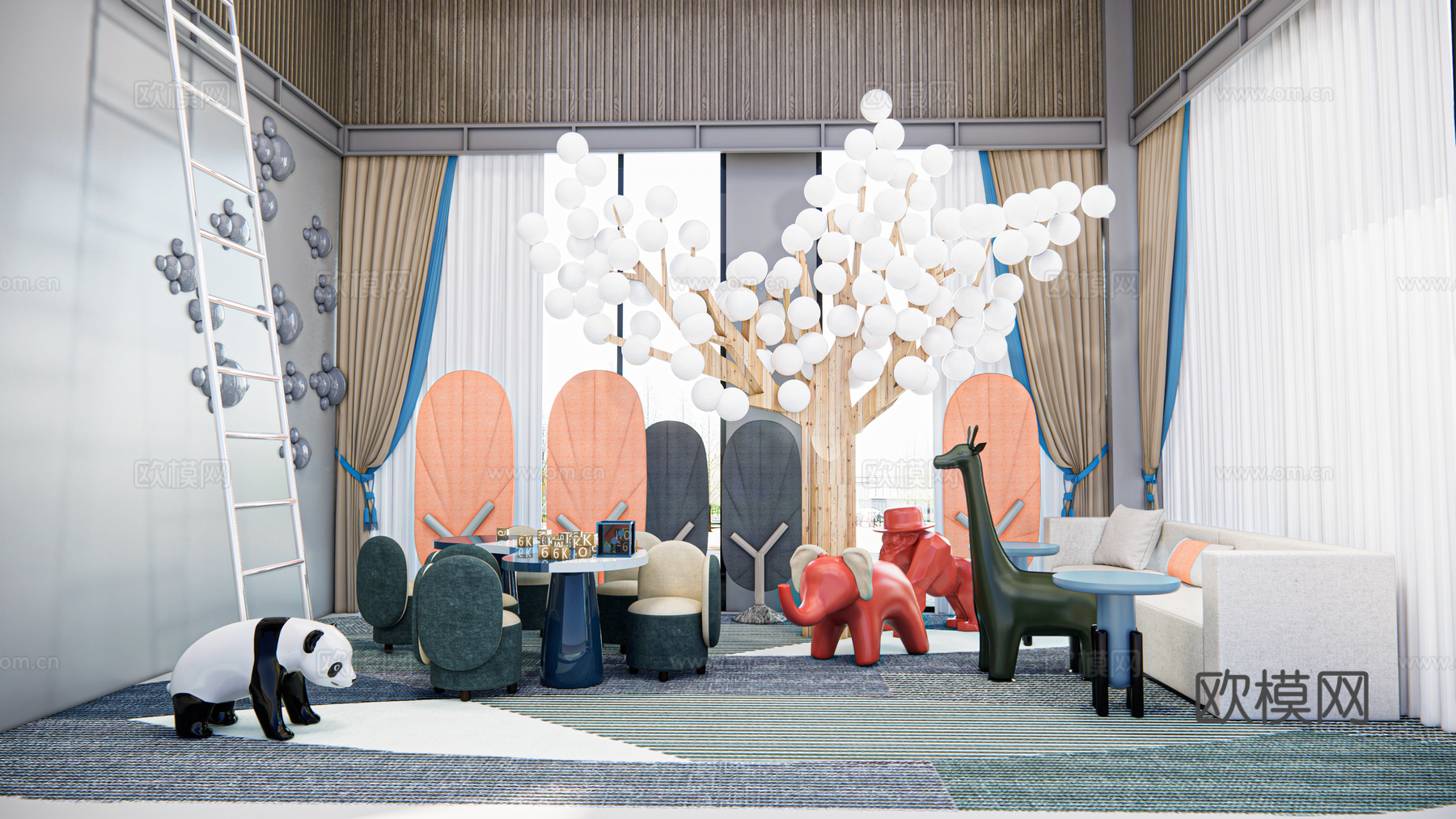 现代儿童娱乐空间 儿童房su模型