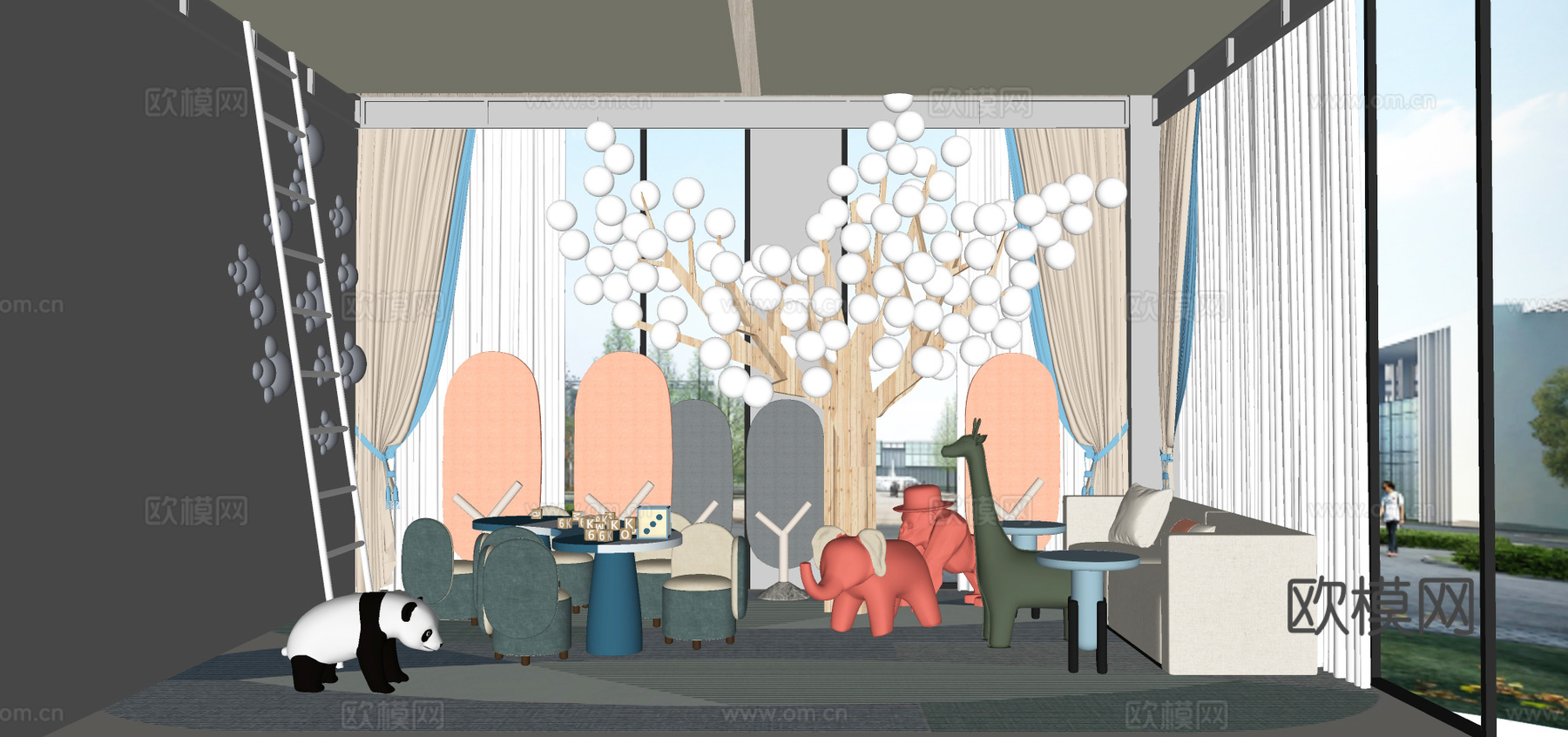 现代儿童娱乐空间 儿童房su模型