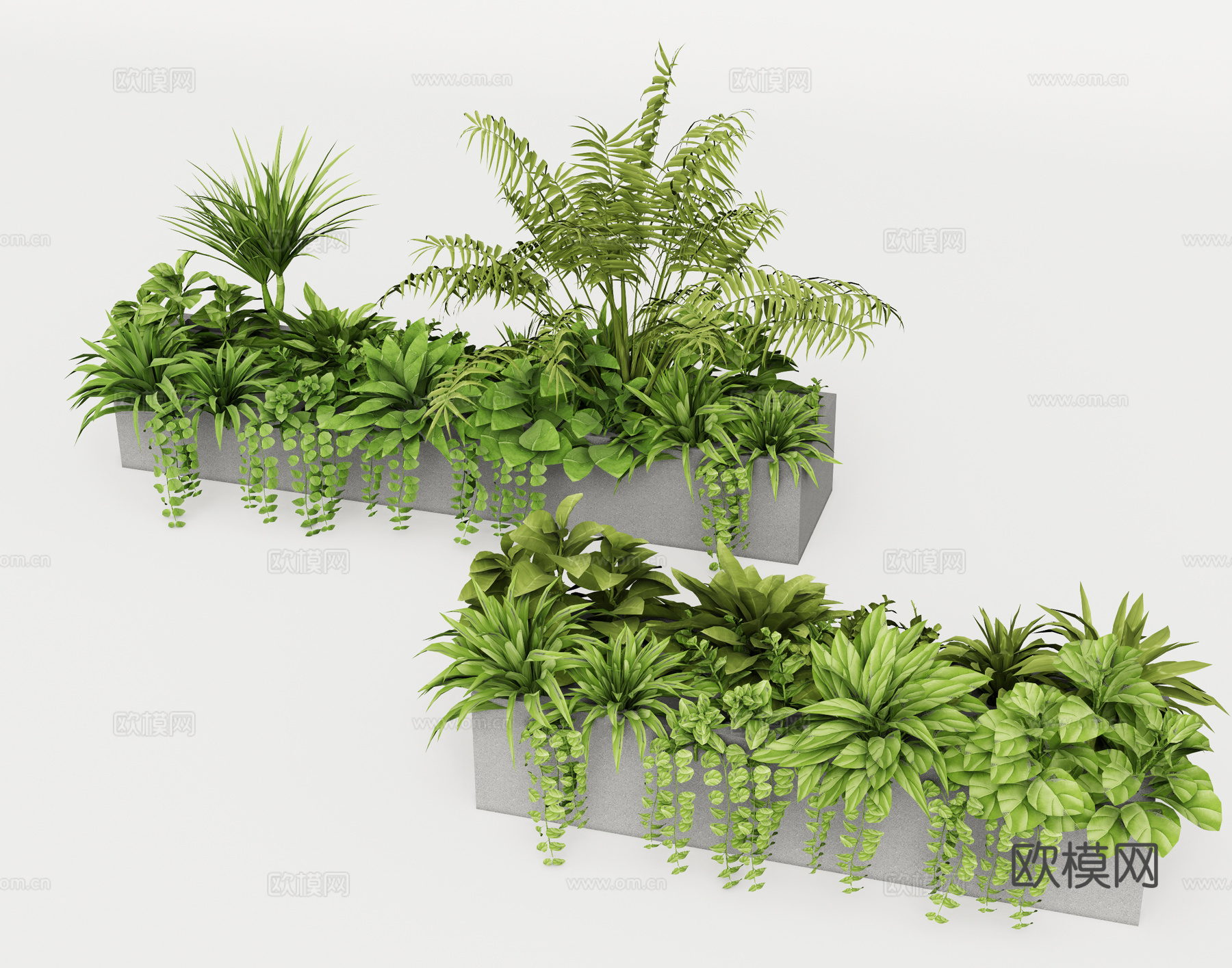 现代植物堆 绿植组合3d模型