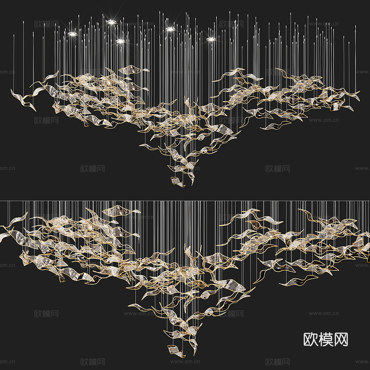 新中式轻奢装饰吊灯3d模型