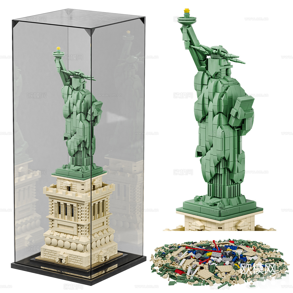 LEGO Architecture 自由女神像 积木3d模型