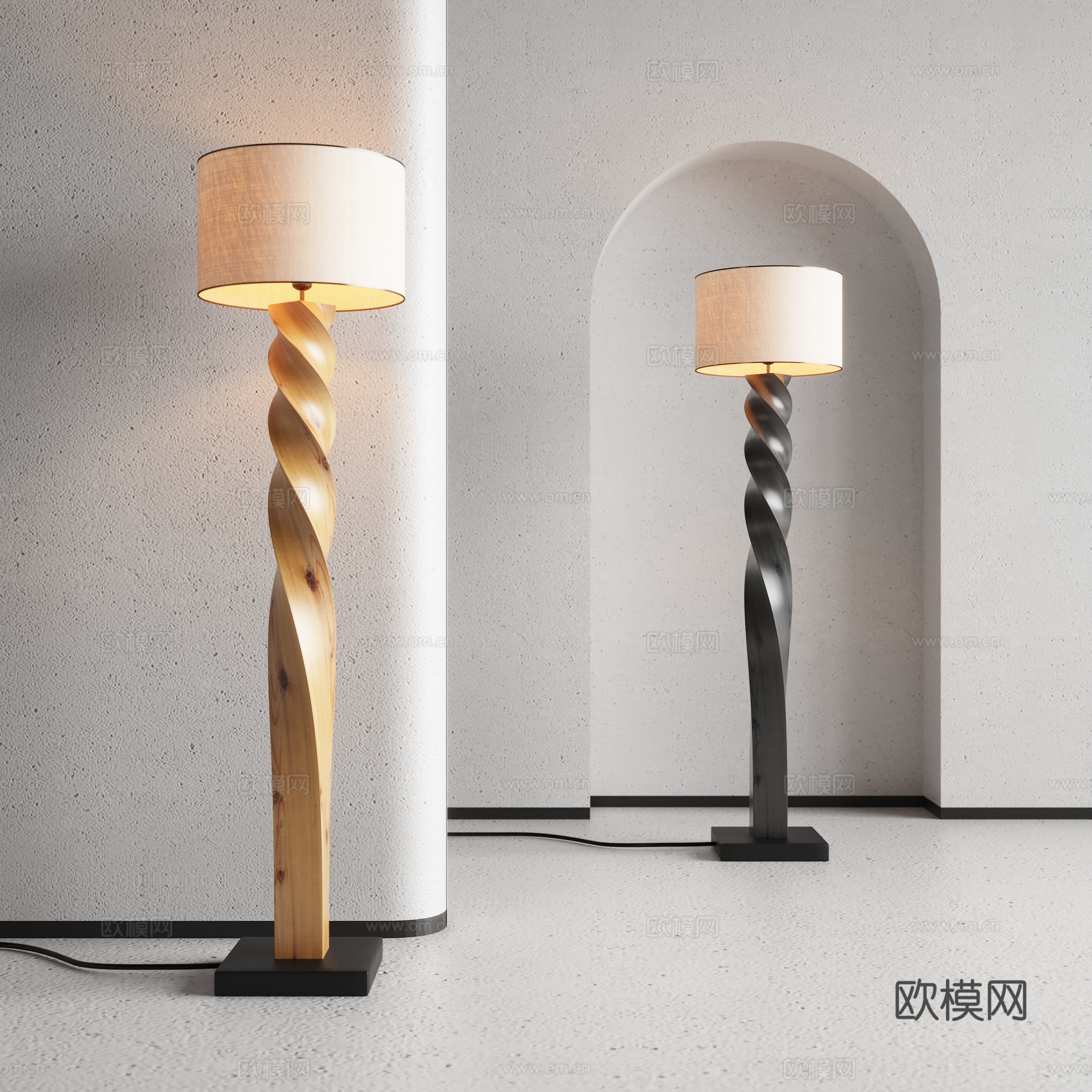 诧寂风落地灯su模型下载（渲染图1）