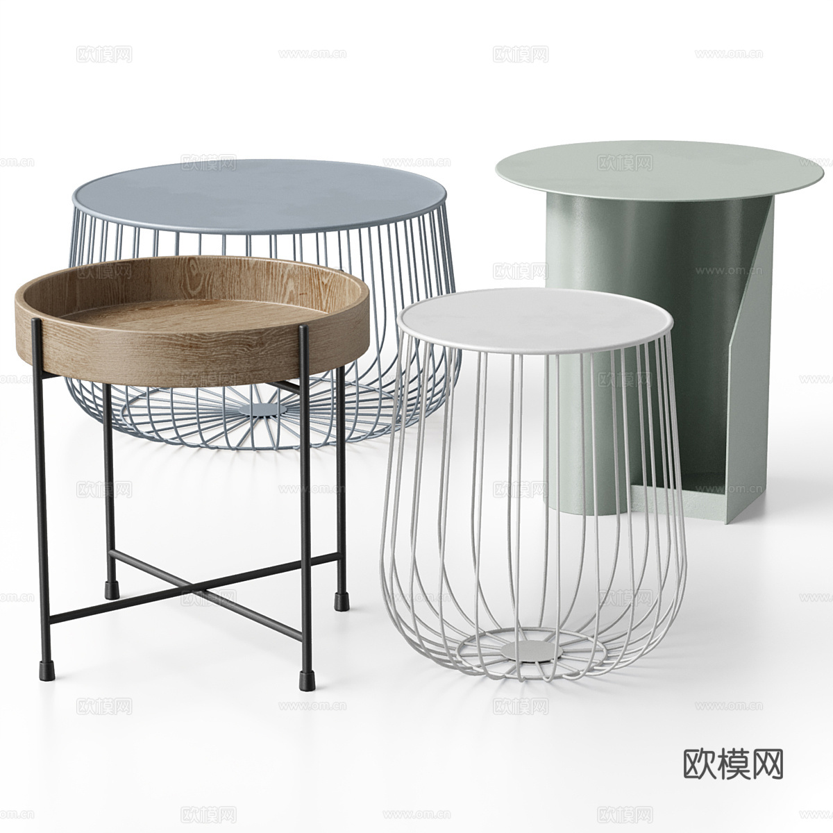 现代意式茶几组合3d模型