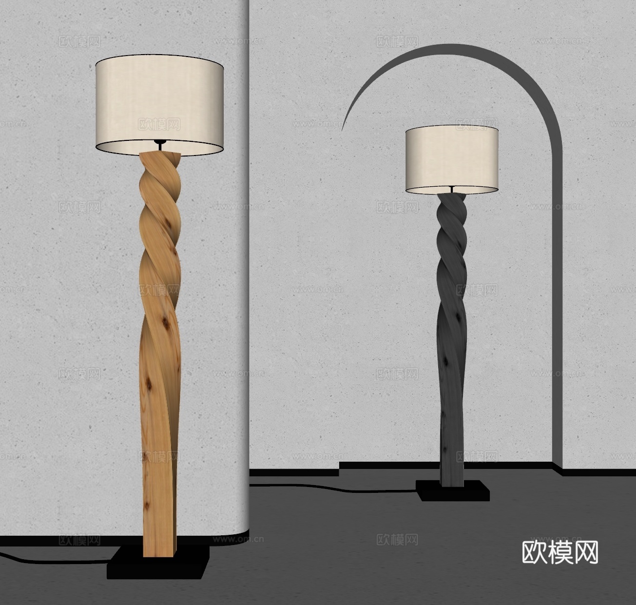 诧寂风落地灯su模型下载（渲染图2）