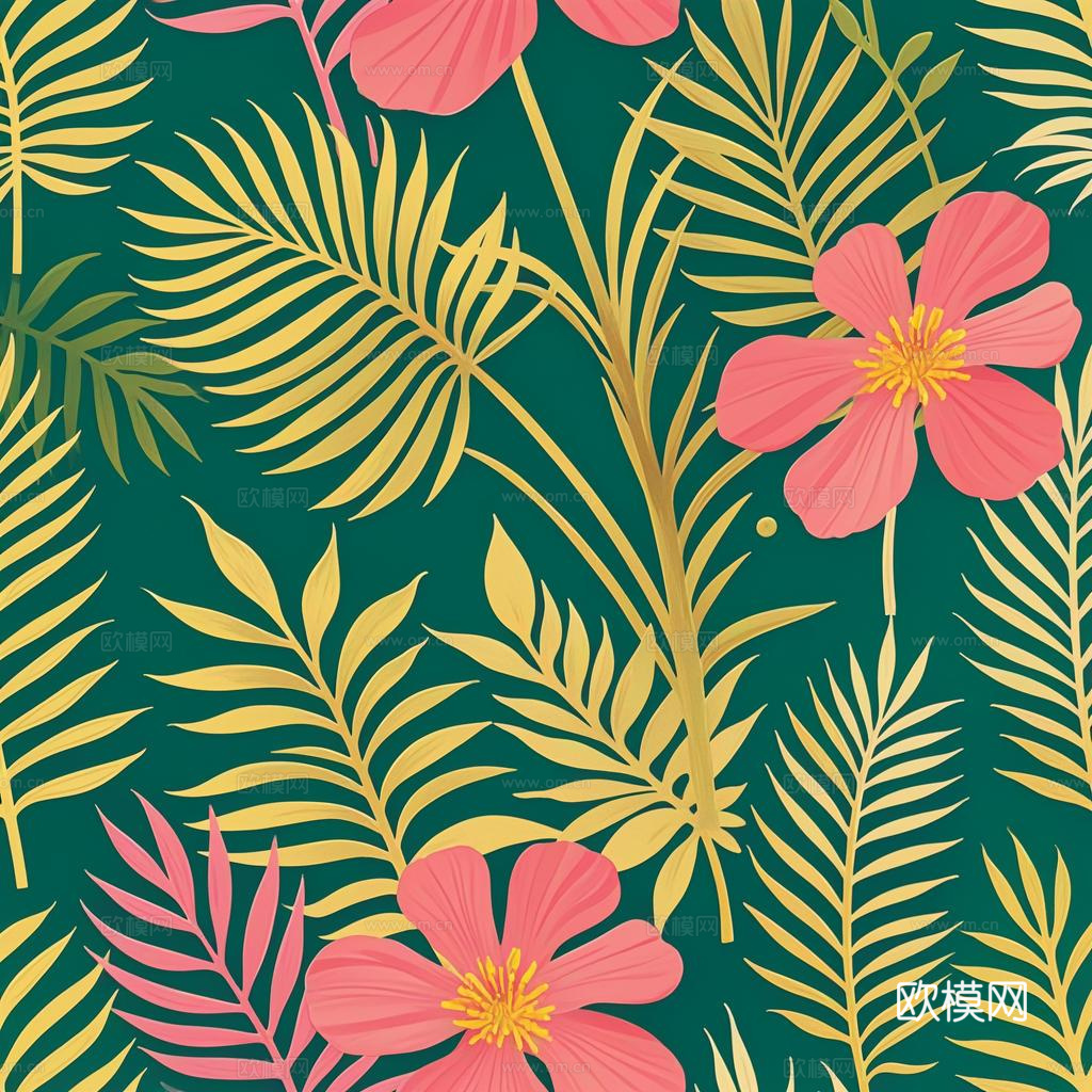 北欧无缝热带雨林龟背叶壁纸墙纸墙布贴图