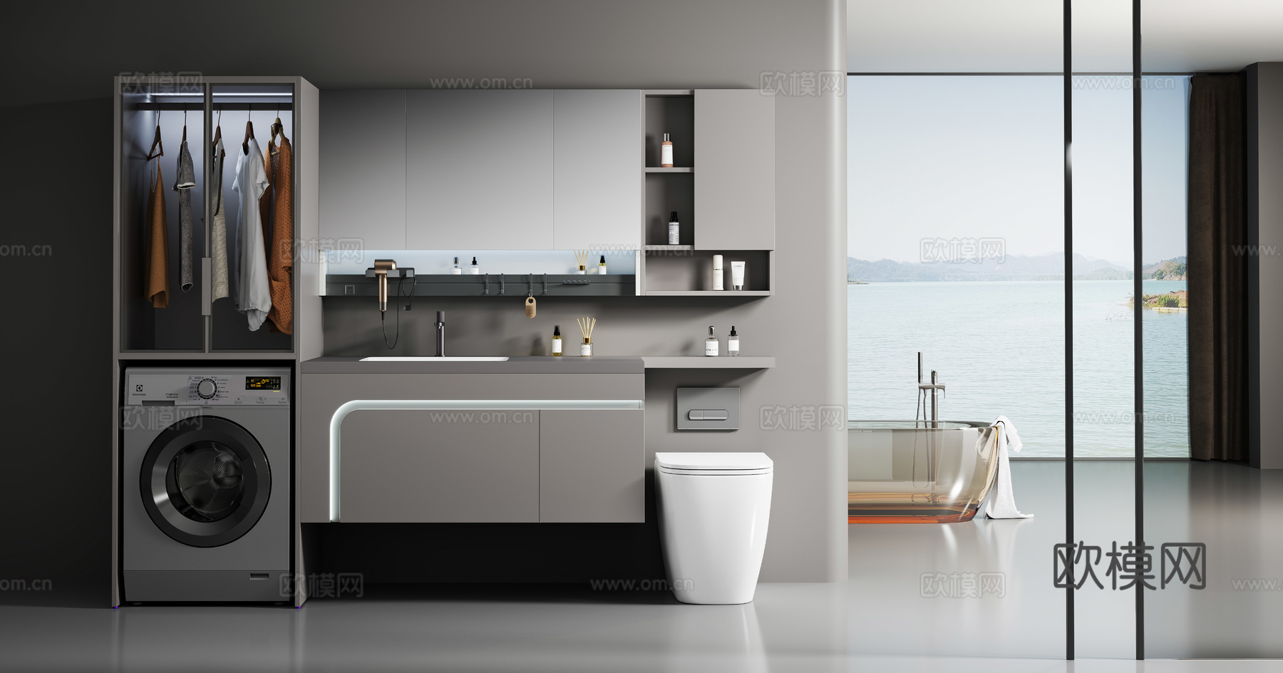 洗衣机柜 浴室柜 阳台柜 马桶柜 现代浴室 北欧洗手间3d模型下载