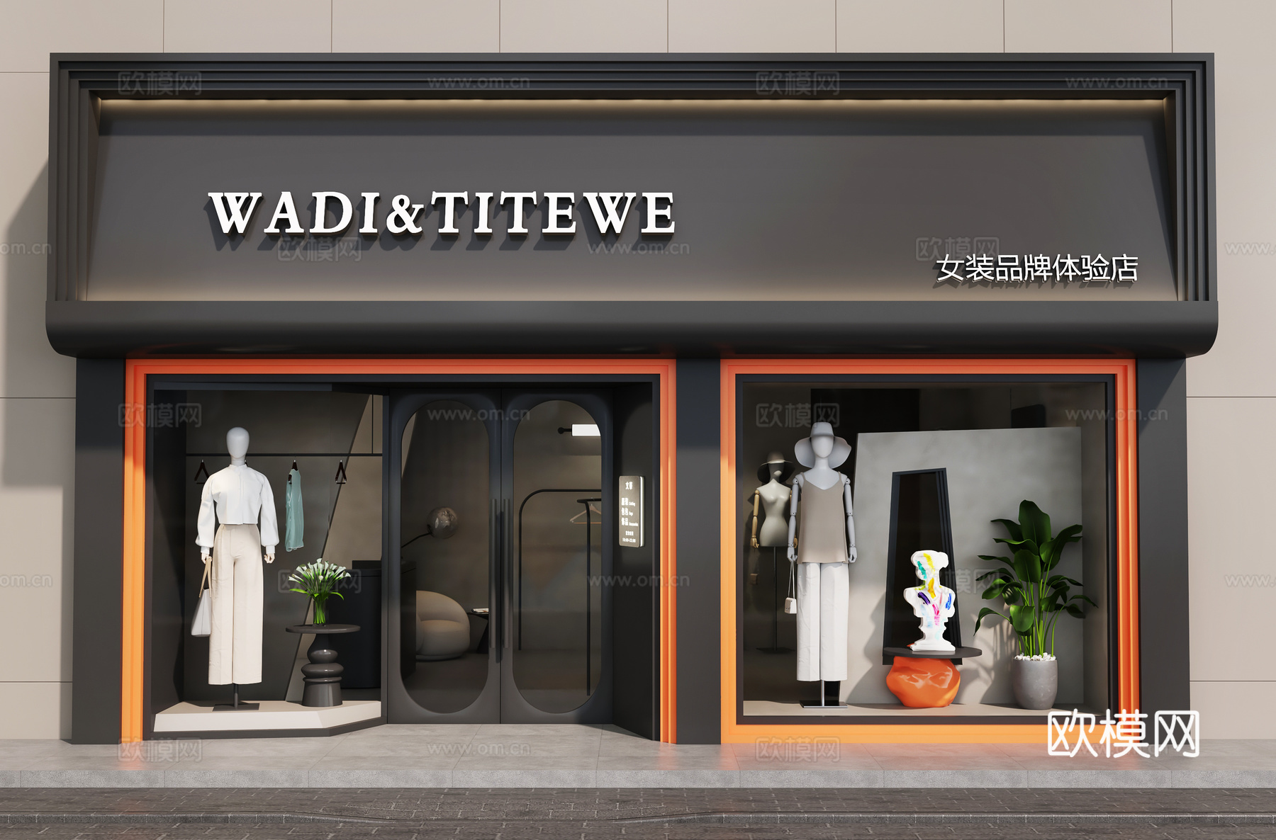 服装店门头  门头设计   女装店设计   女装模特3d模型