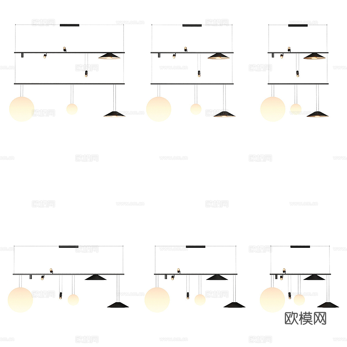 现代意式轻奢 Vibia 装饰吊灯3d模型