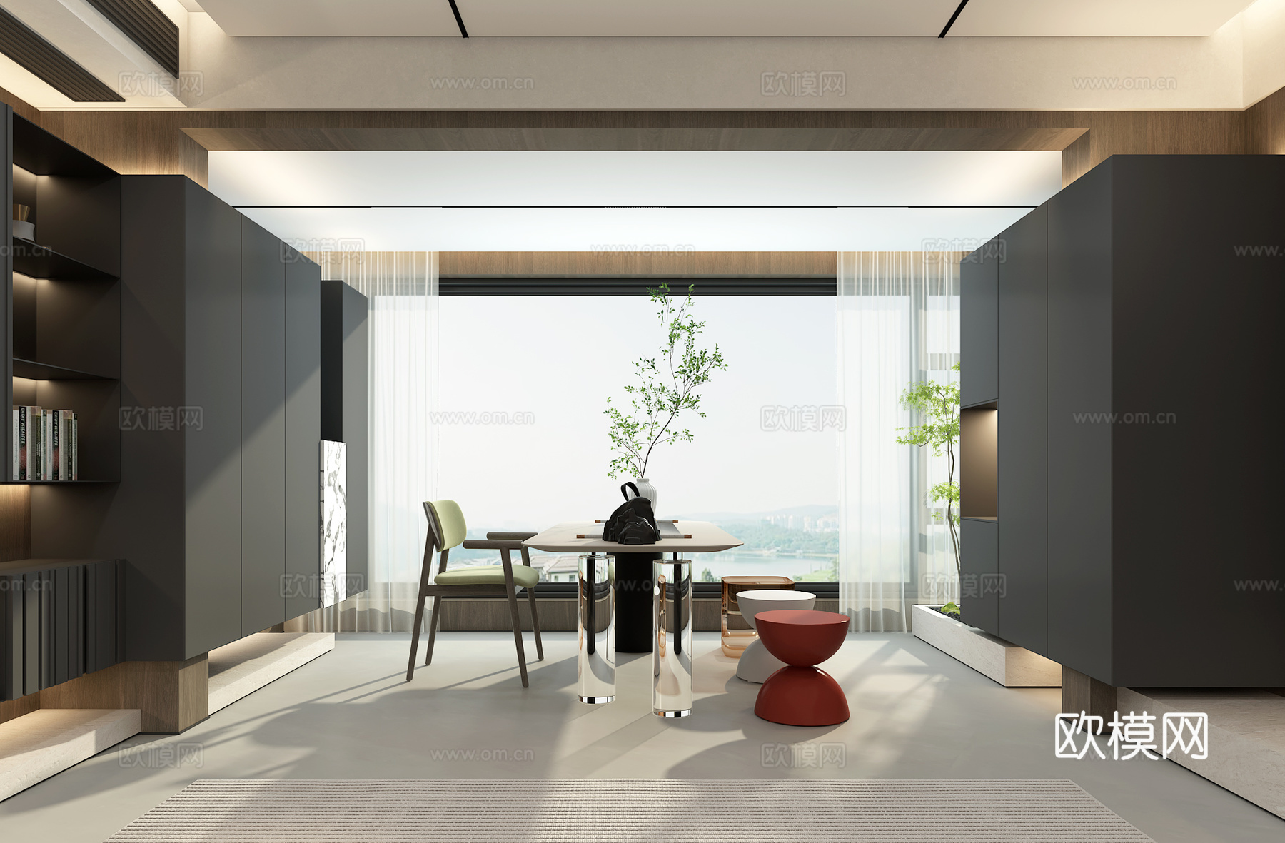 现代客餐厅 阳台 玄关3d模型