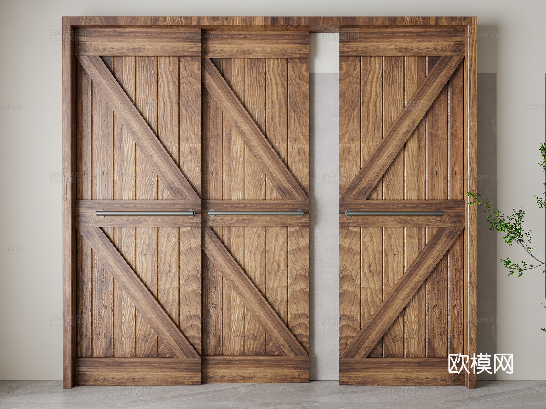 北欧谷仓推拉门su模型下载（渲染图1）