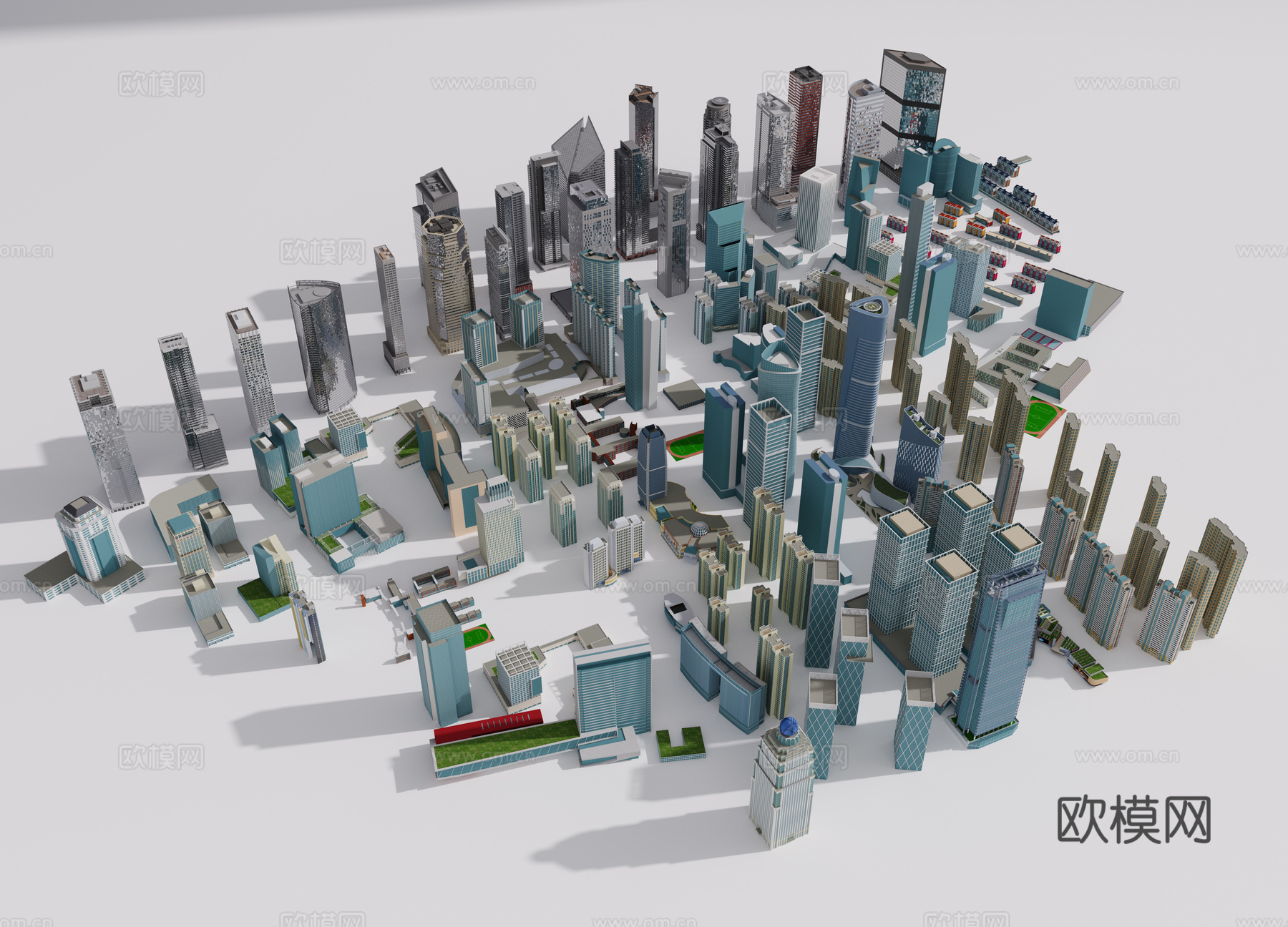 现代高层建筑 多层住宅小区楼房 鸟瞰高楼大厦 城市建筑配楼3d模型