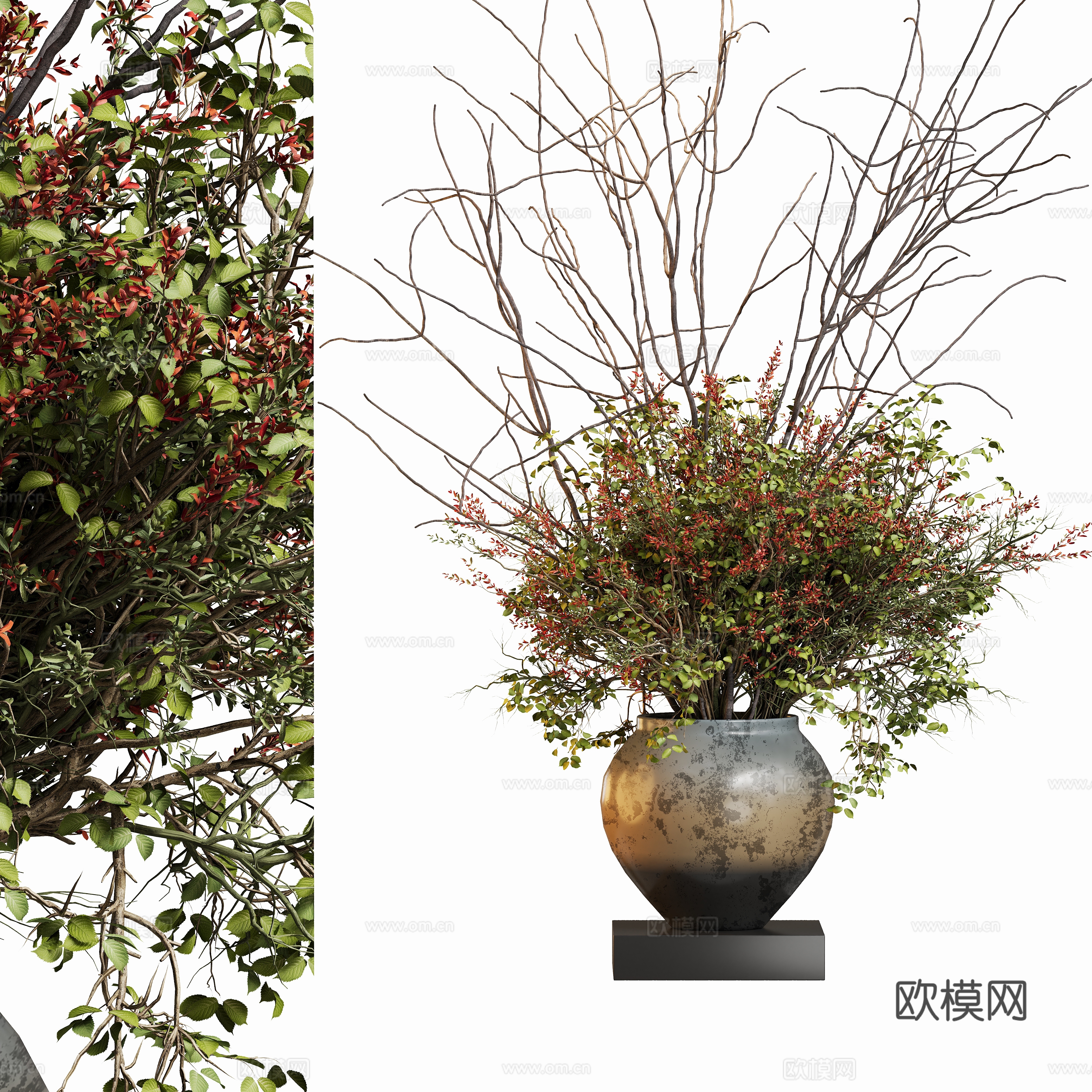 现代花艺盆栽花卉摆件植物3d模型