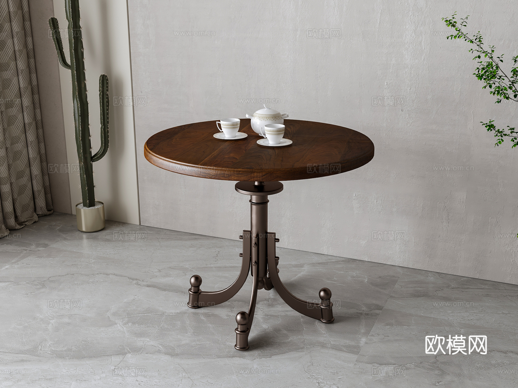 美式茶桌su模型