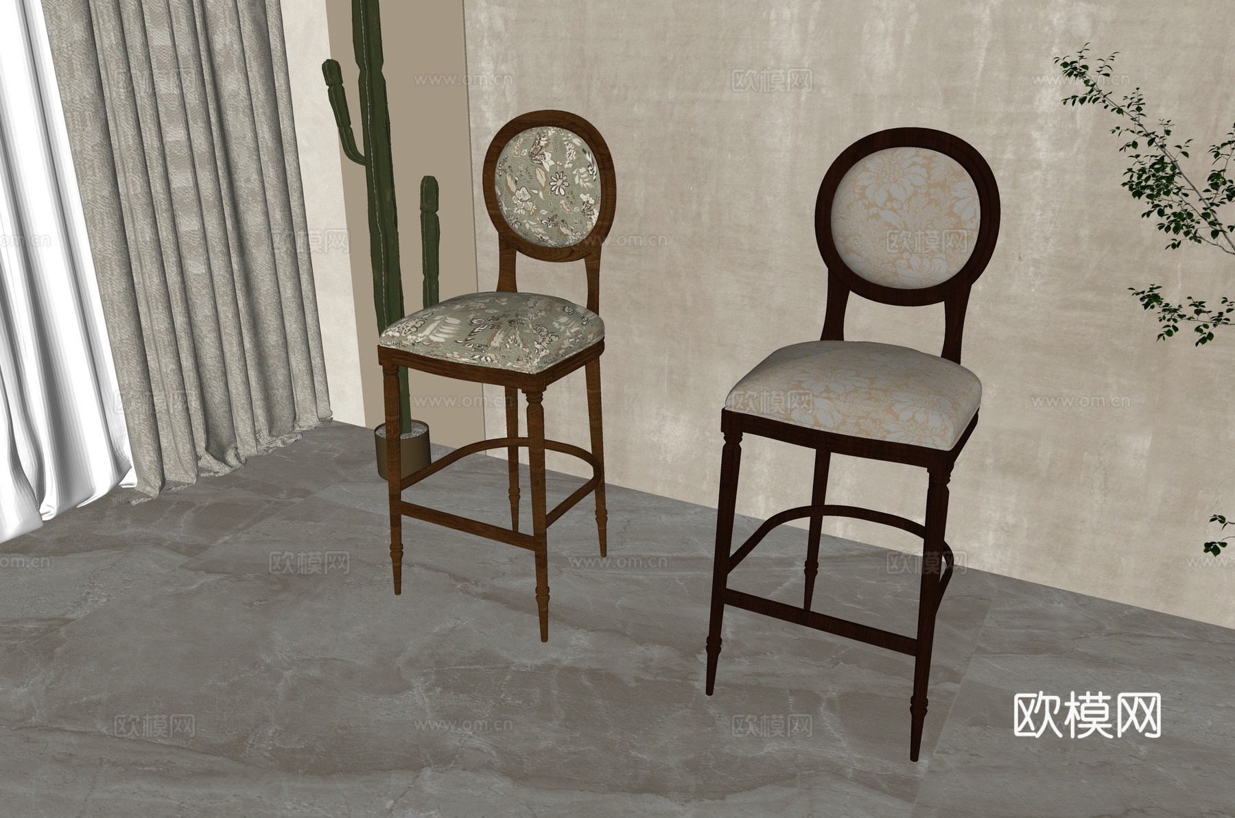 美式吧椅su模型