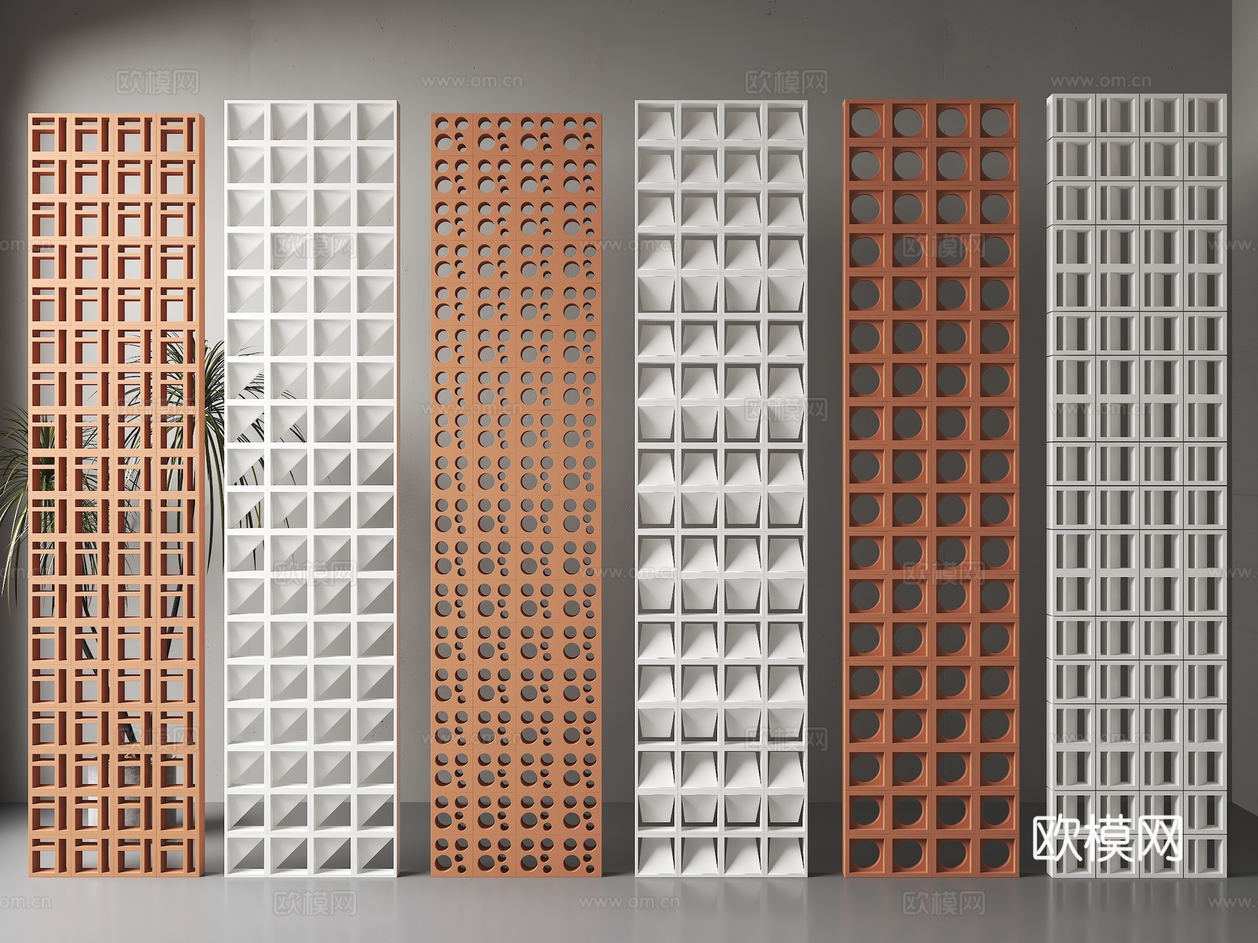 现代水泥砖隔断 镂空砖 镂空砖隔断 预制水泥砖 定制水泥砖3d模型