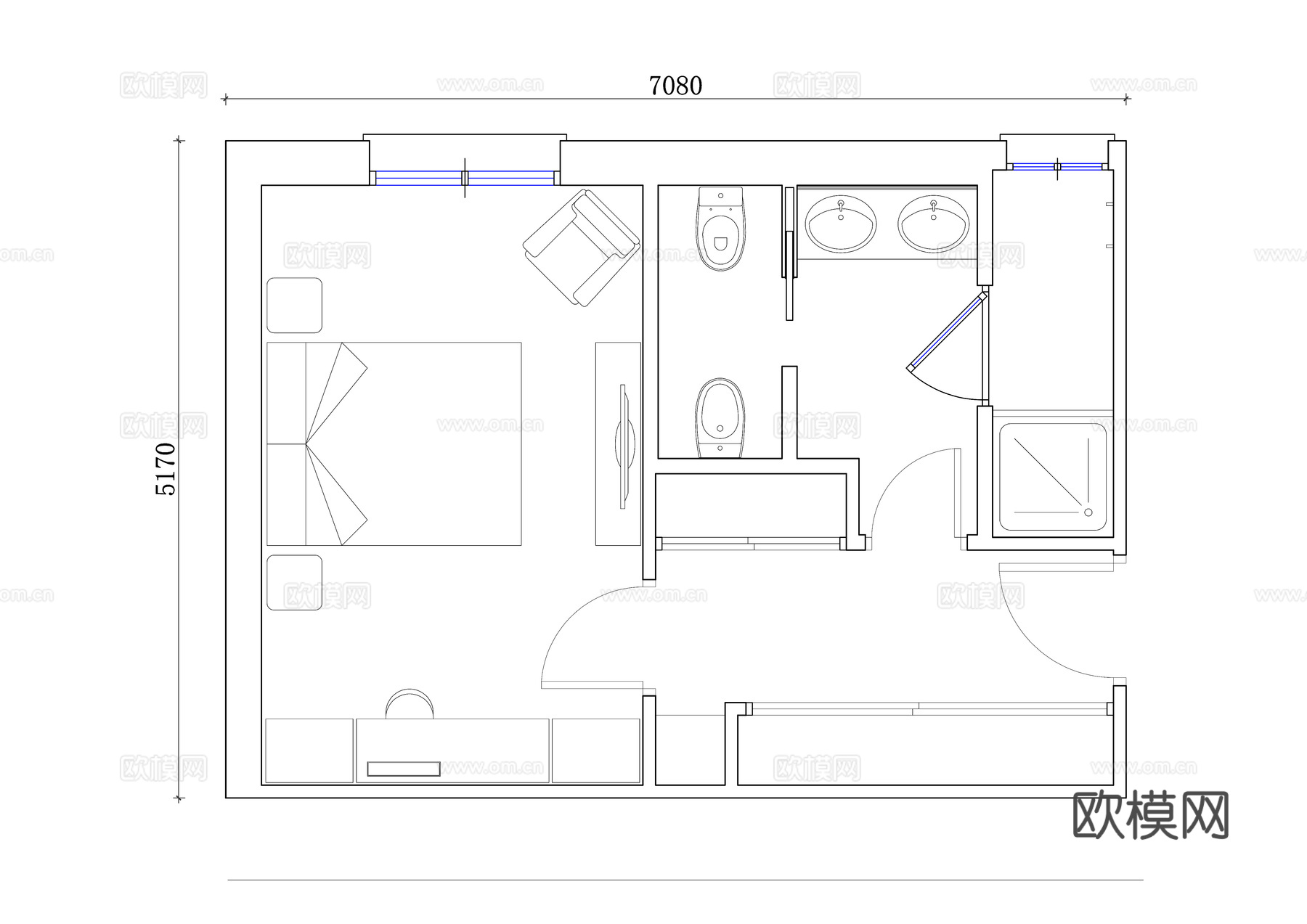 民宿房间 民宿住宿空间 民宿休息室 民宿居住区 民宿客房空间cad施工图下载