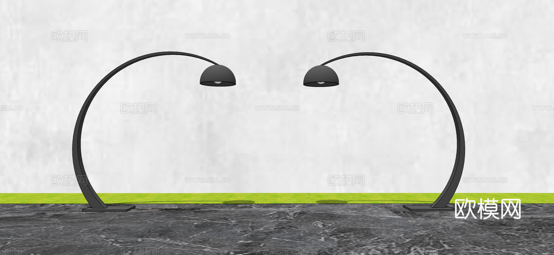 现代弯曲景观灯 路灯 高杆灯su模型下载（渲染图4）