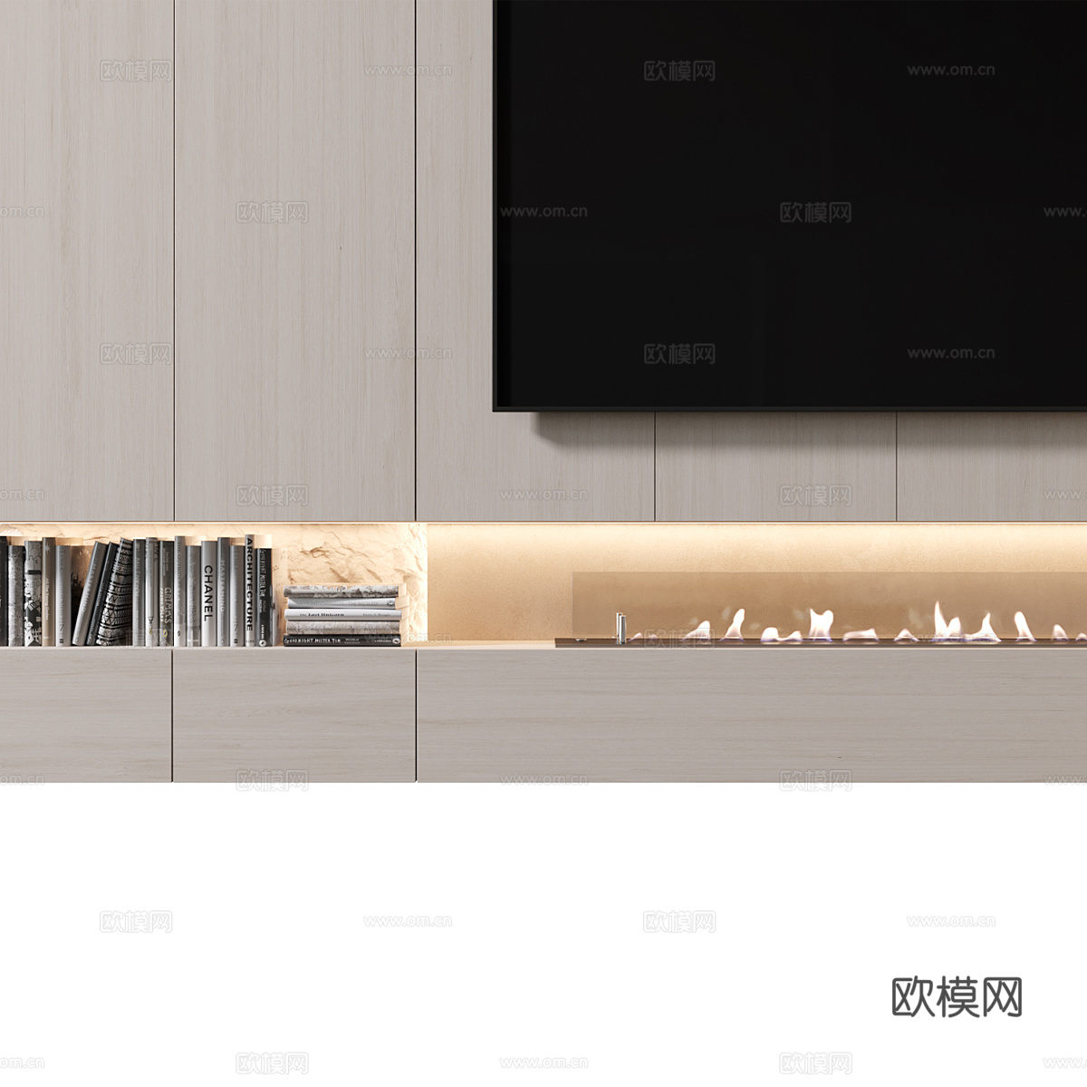 现代极简电视背景墙3d模型