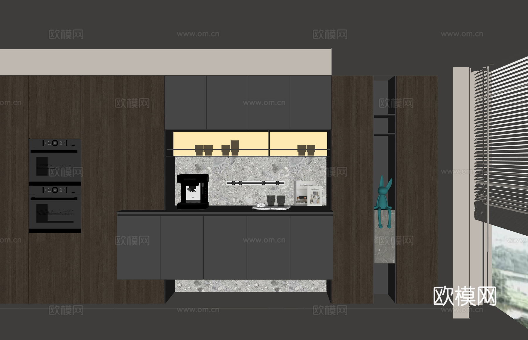 现代酒柜餐边柜su模型下载（渲染图2）