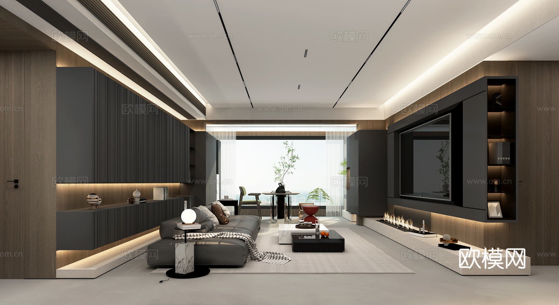现代客餐厅 阳台 玄关3d模型