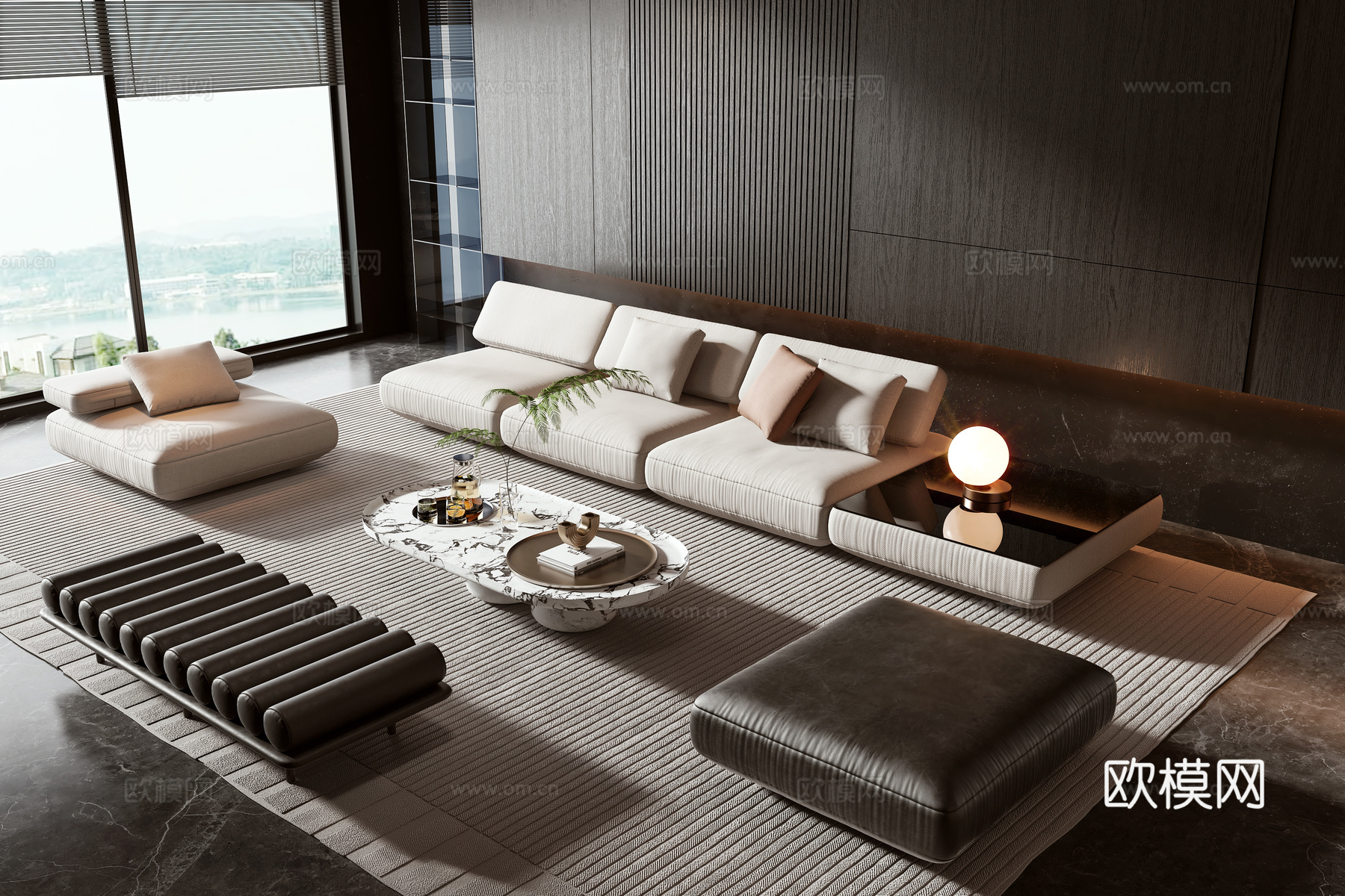 Minotti 现代沙发茶几组合3d模型