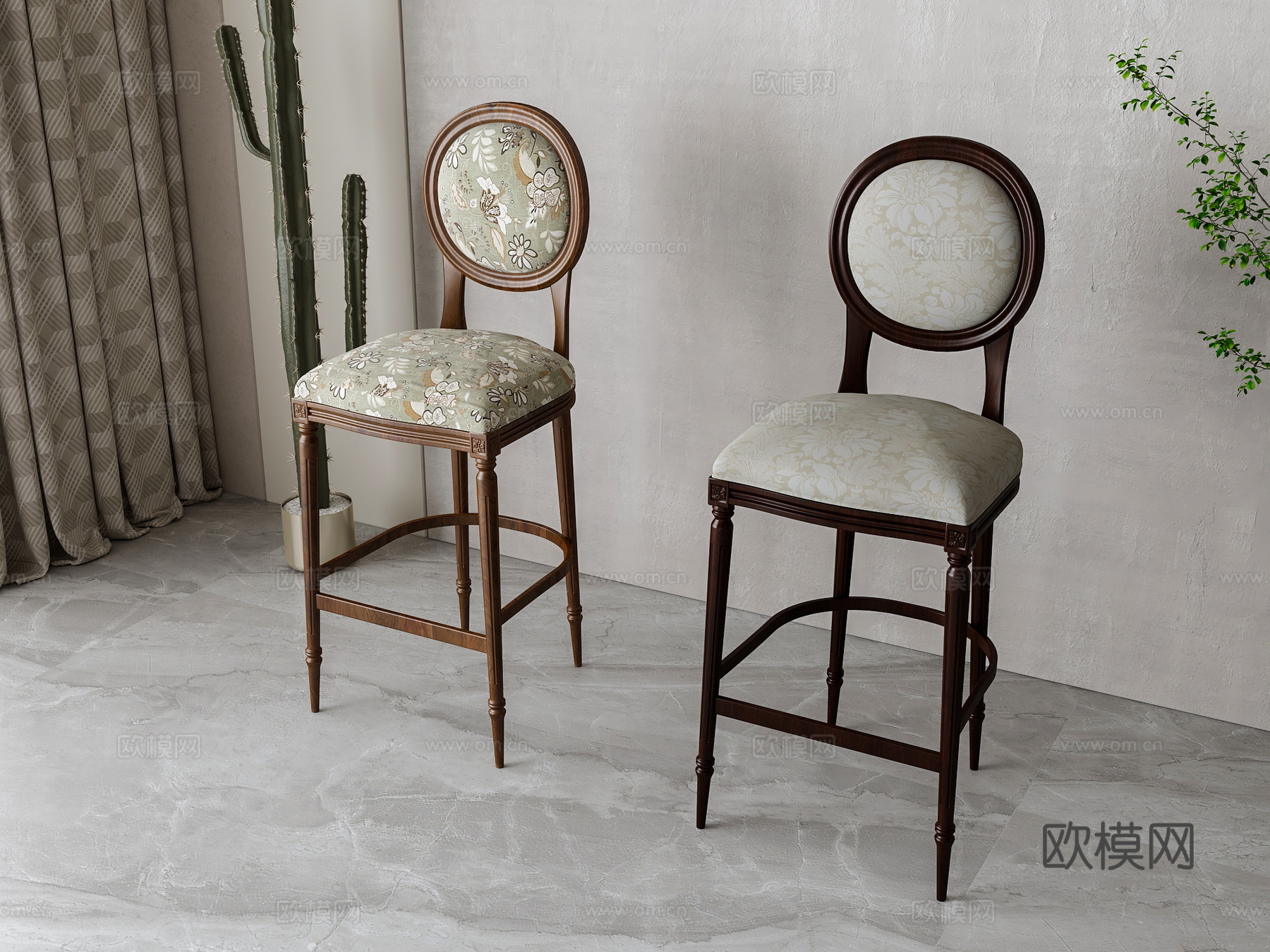 美式吧椅su模型