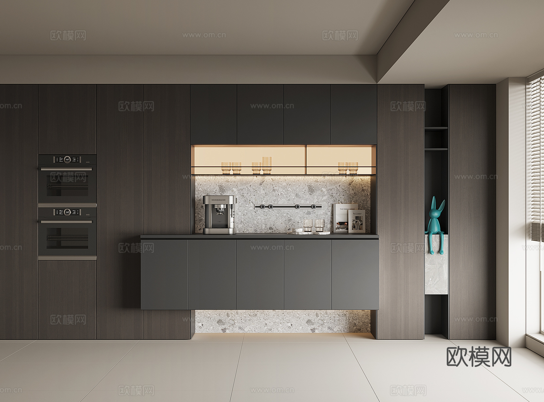 现代酒柜餐边柜3d模型下载