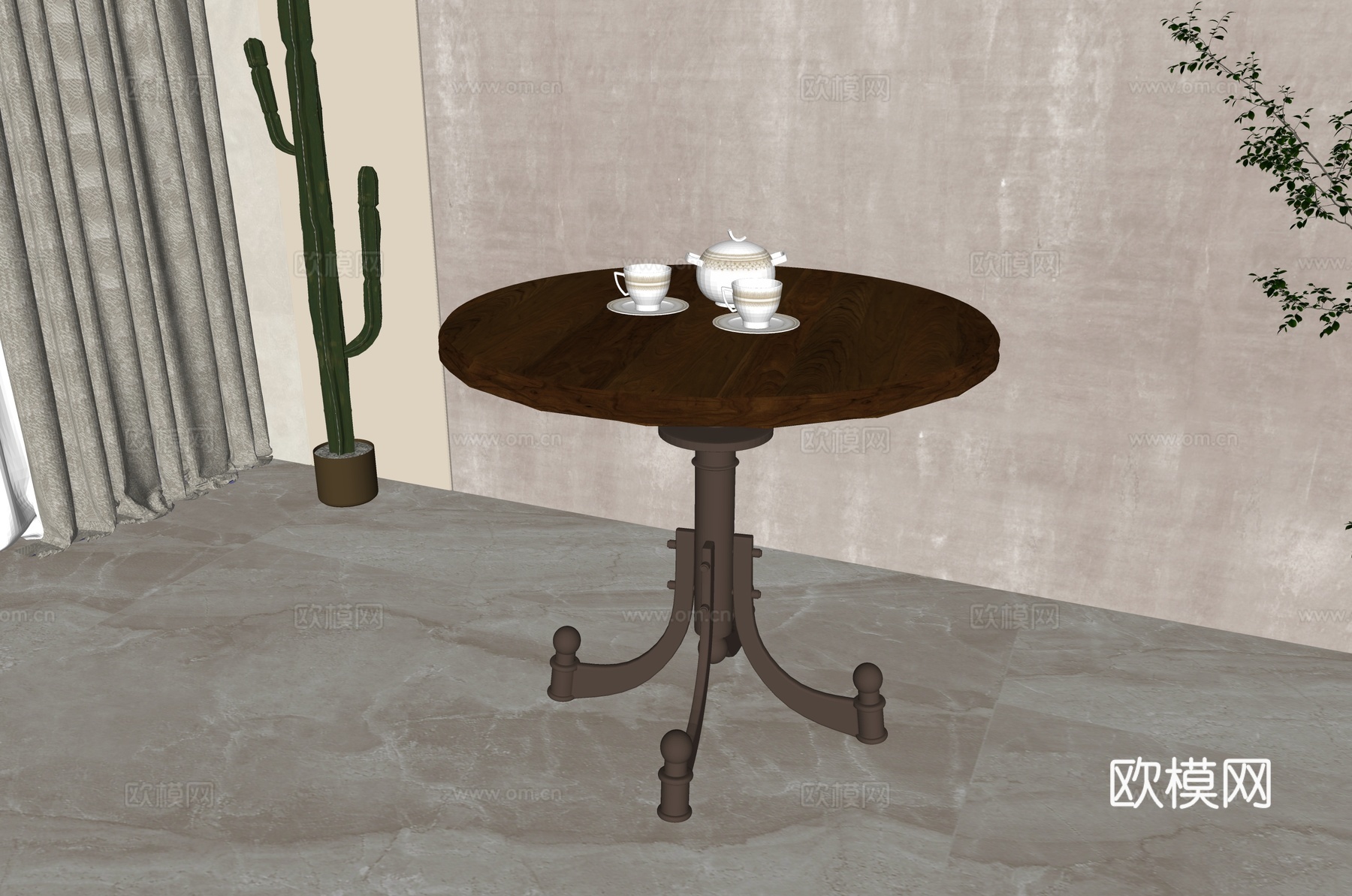 美式茶桌su模型