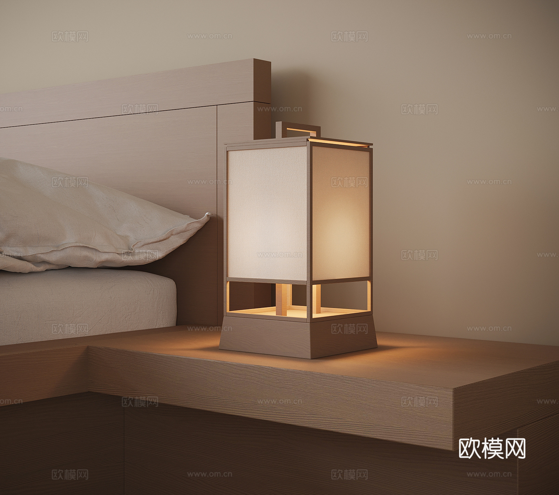日式台灯 床头台灯su模型