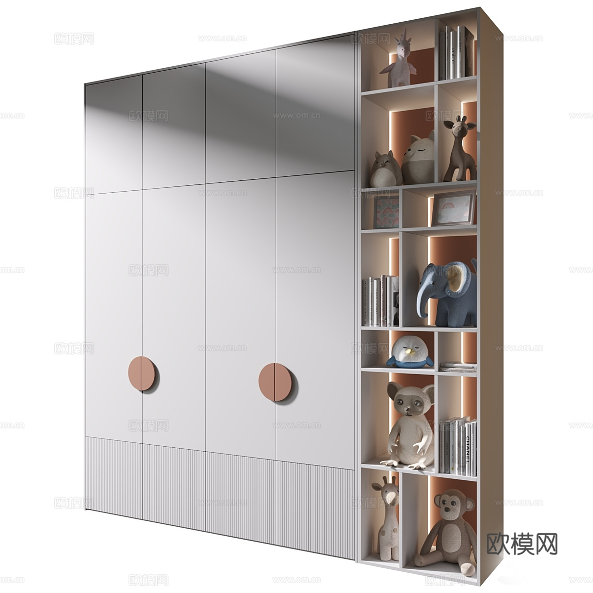 新中式儿童衣柜3d模型下载（渲染图2）