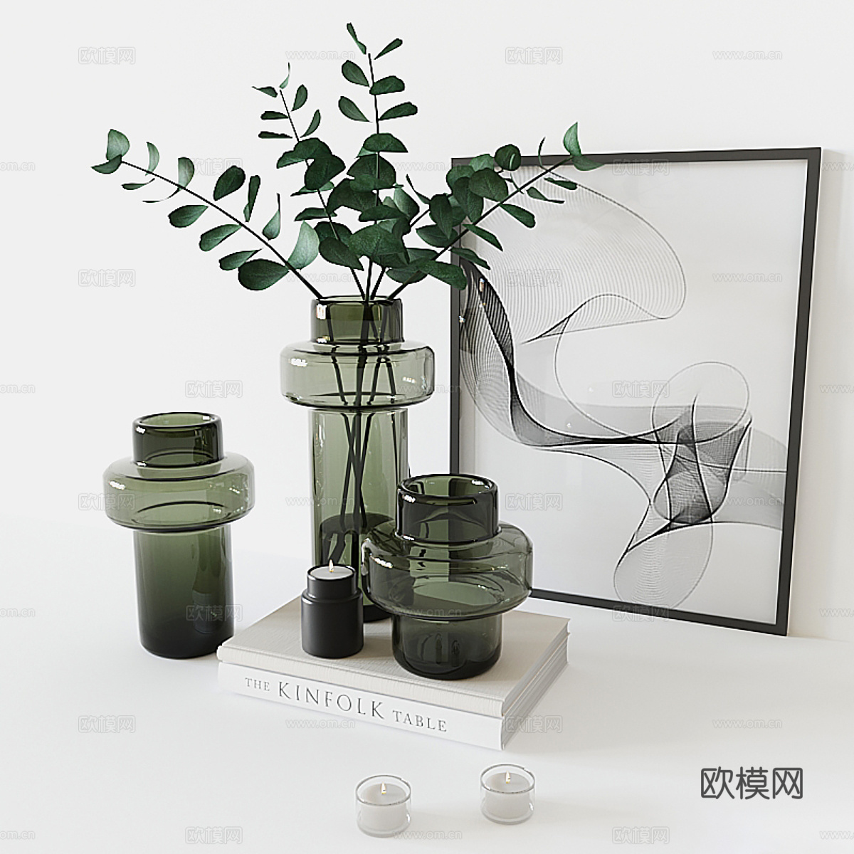 现代玻璃花瓶花艺3d模型