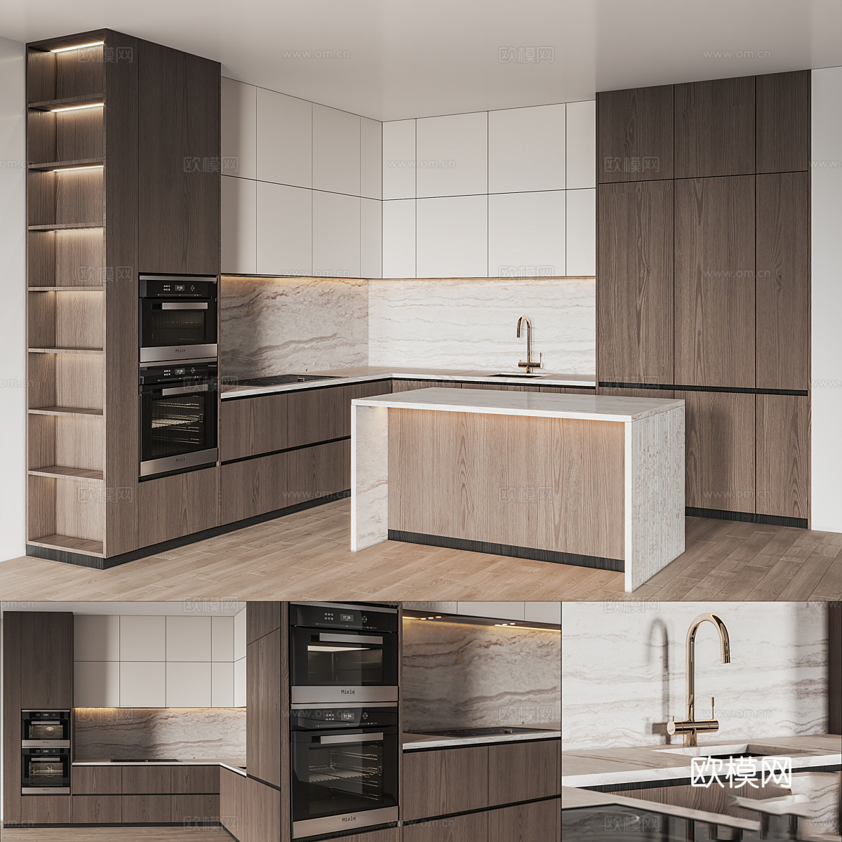 现代意式极简橱柜3d模型